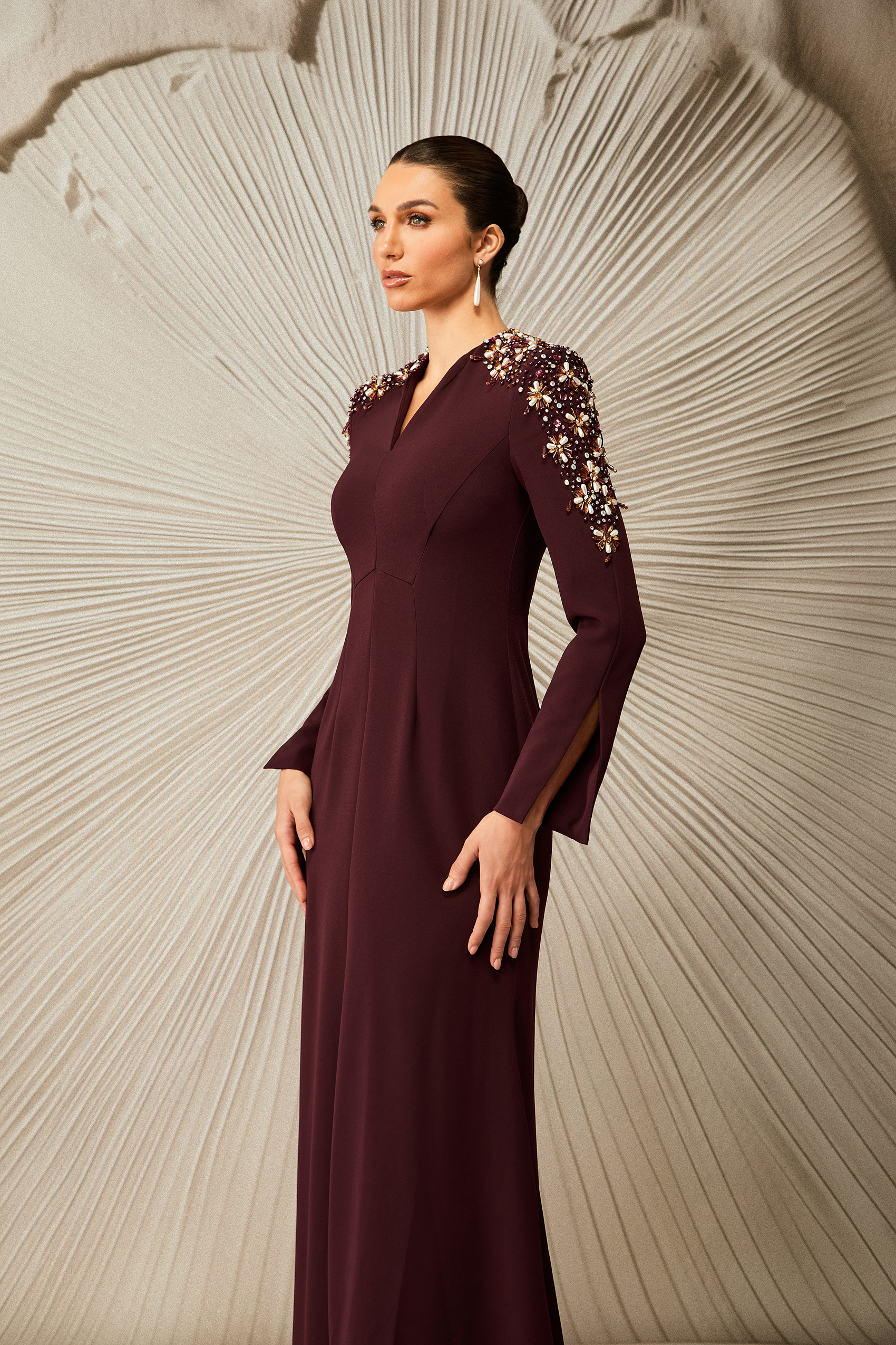 Abigail Embellished V-Neck Maxi Dress-purelyfable
