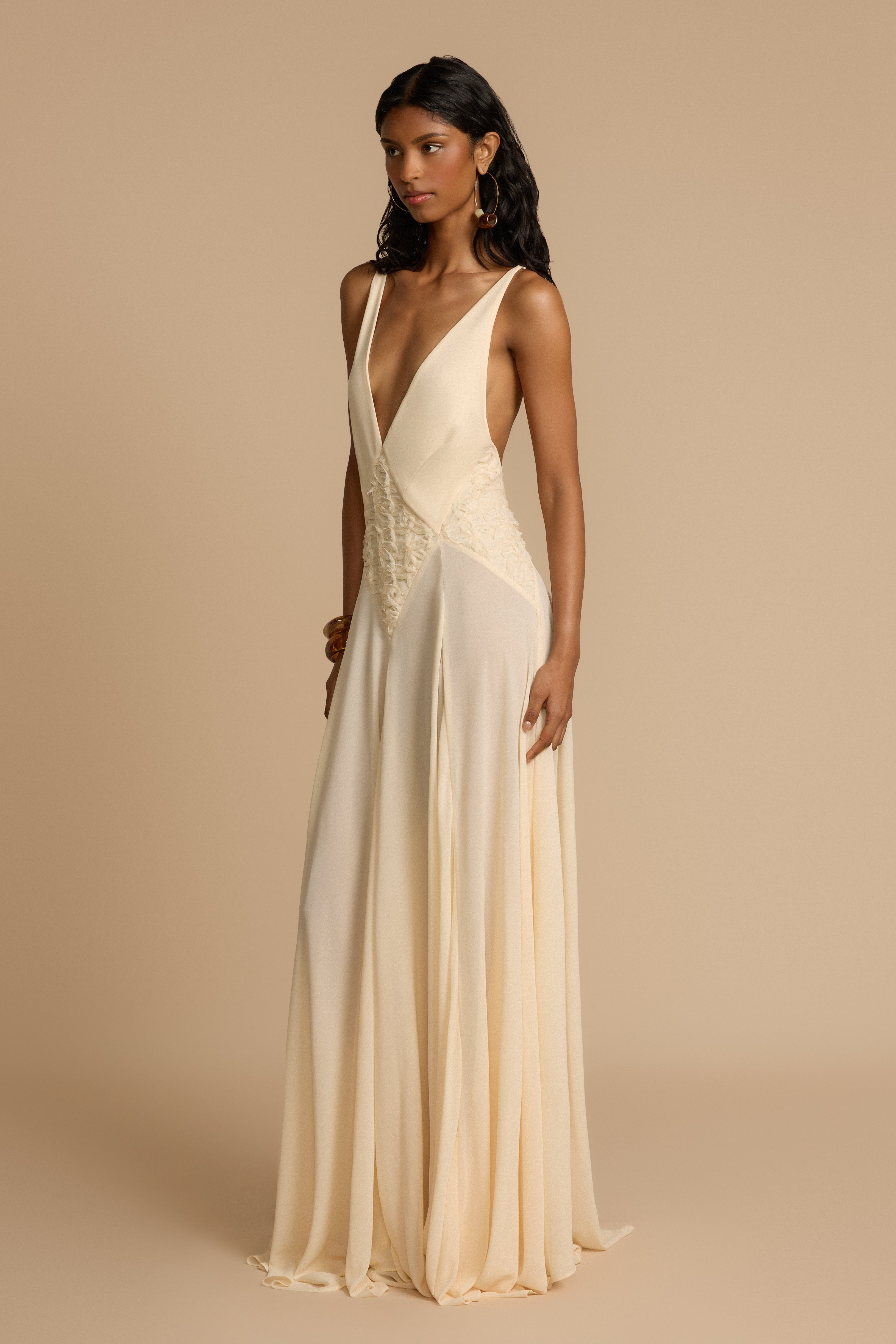 Cecilia Plunge Neck Chiffon Maxi Dress-purelyfable