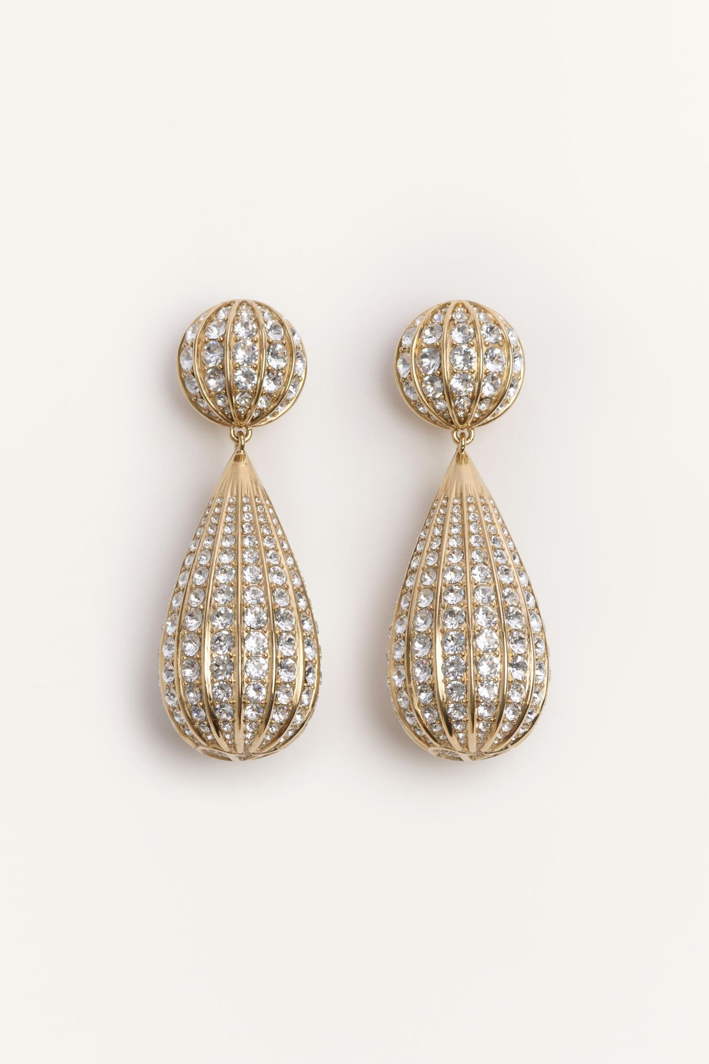 Crystal Embellished Drop Shaped Earrings-purelyfable