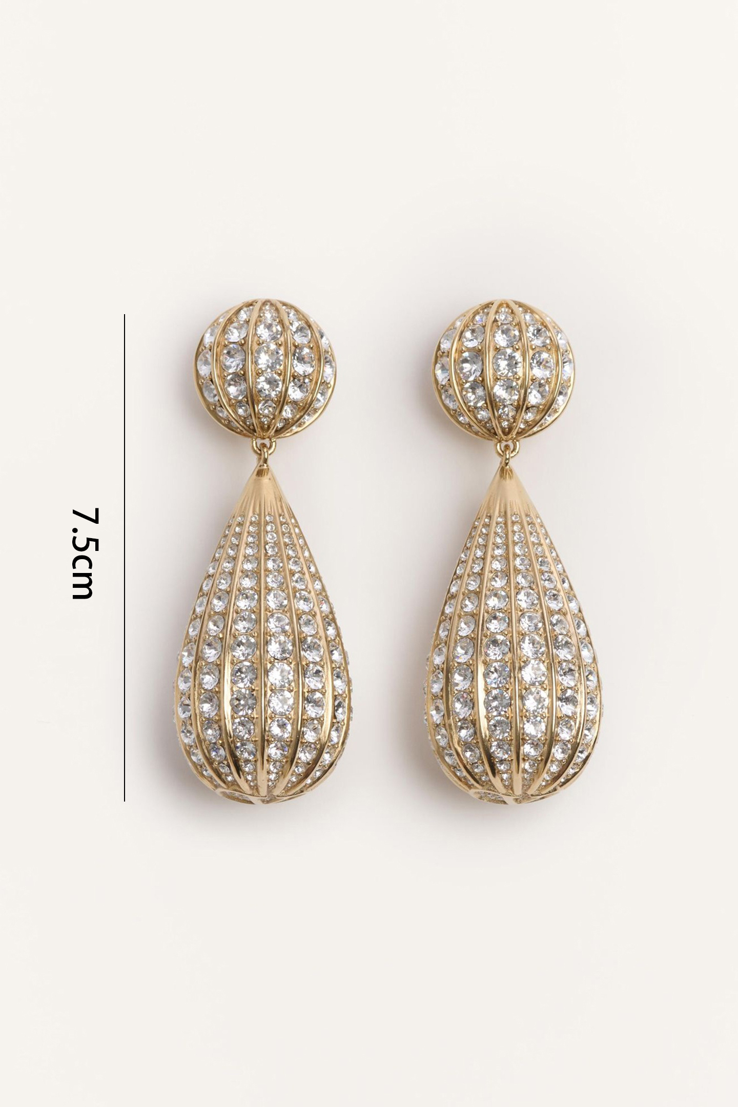 Crystal Embellished Drop Shaped Earrings-purelyfable