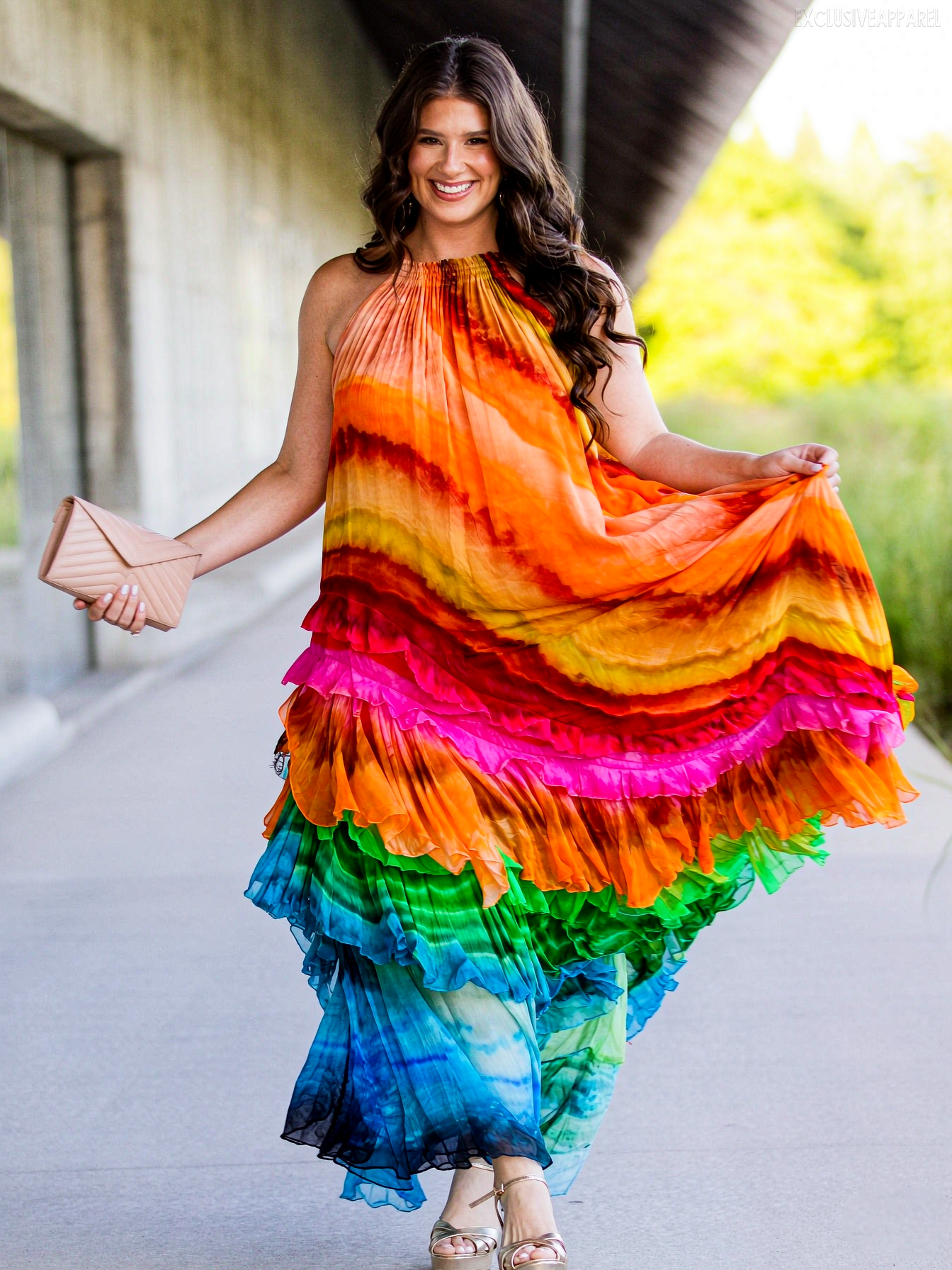 Tessa Colorful Ruffled Layered Long Dress