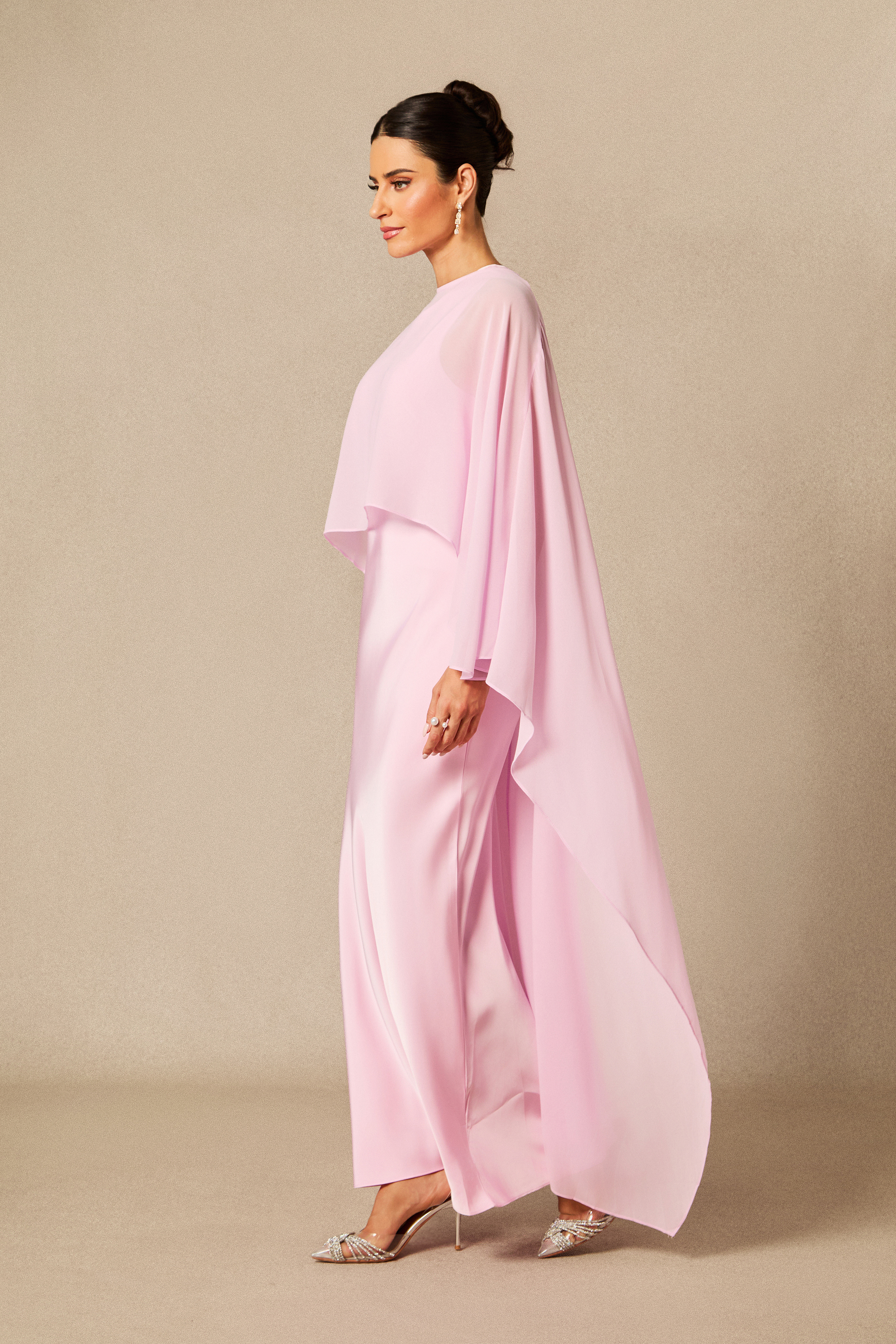 Juliana Crew Neck Sleeveless Maxi Dress with Cape-purelyfable