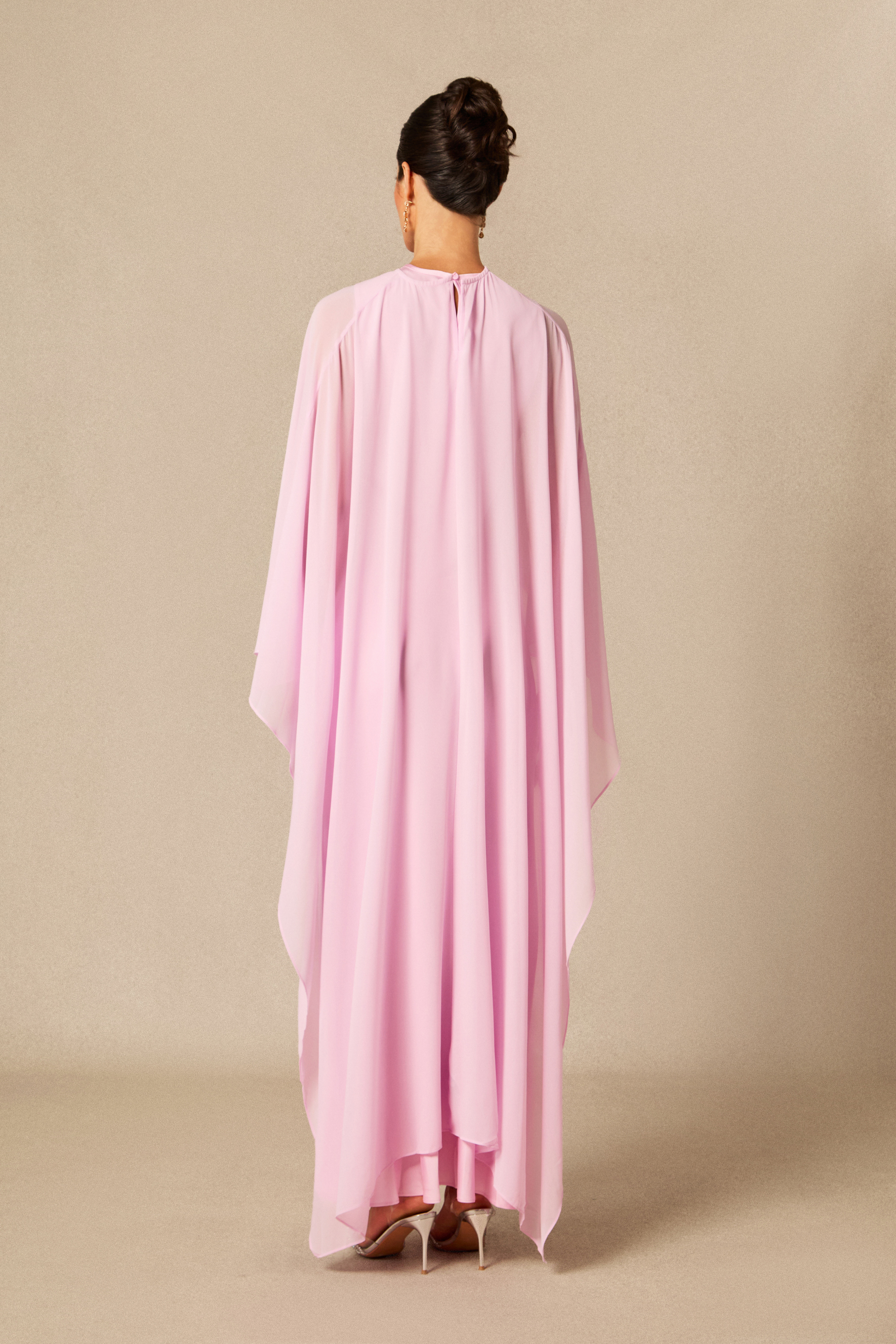 Juliana Crew Neck Sleeveless Maxi Dress with Cape-purelyfable