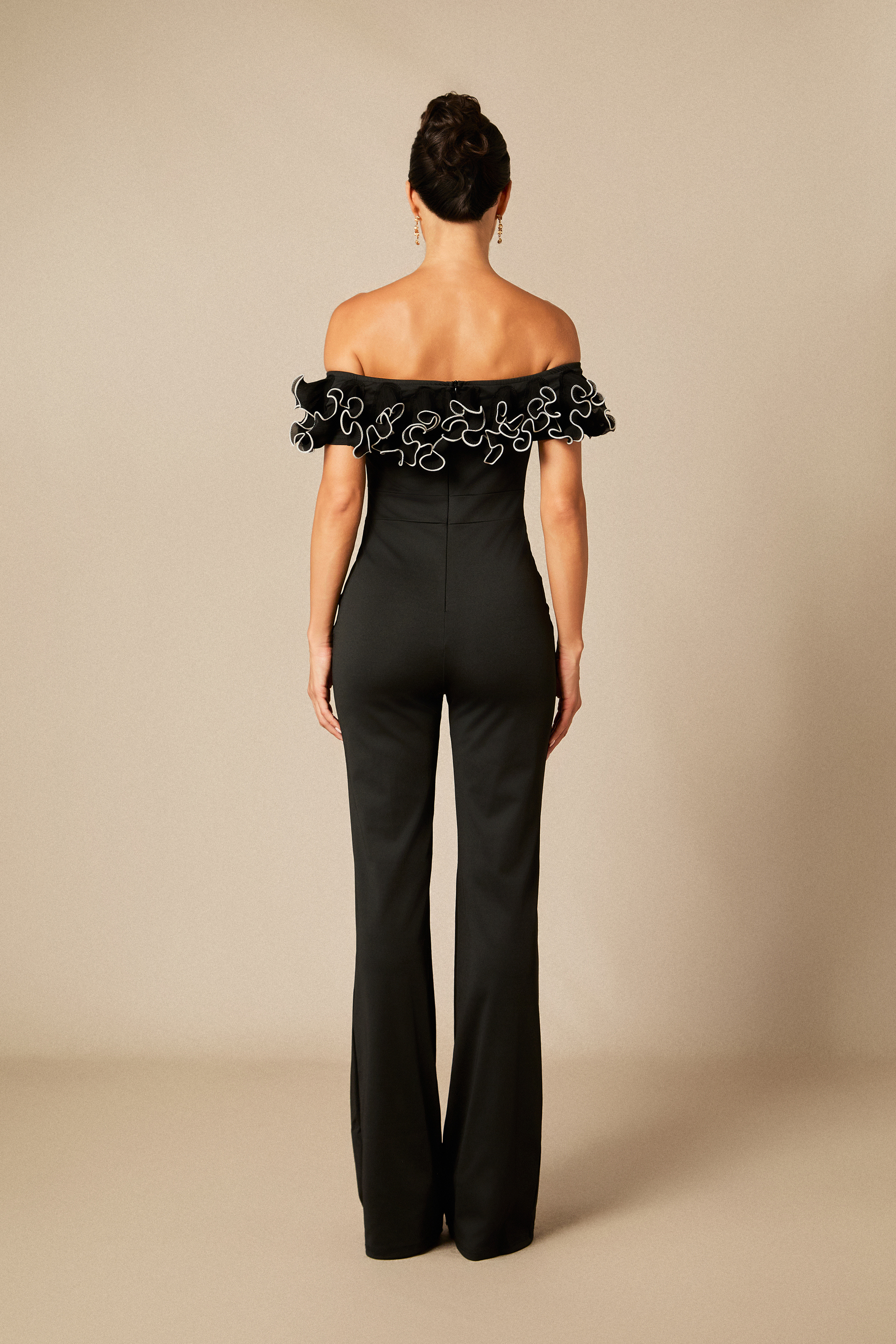 Jessie Off Shoulder Ruffle Trim Jumpsuit-purelyfable