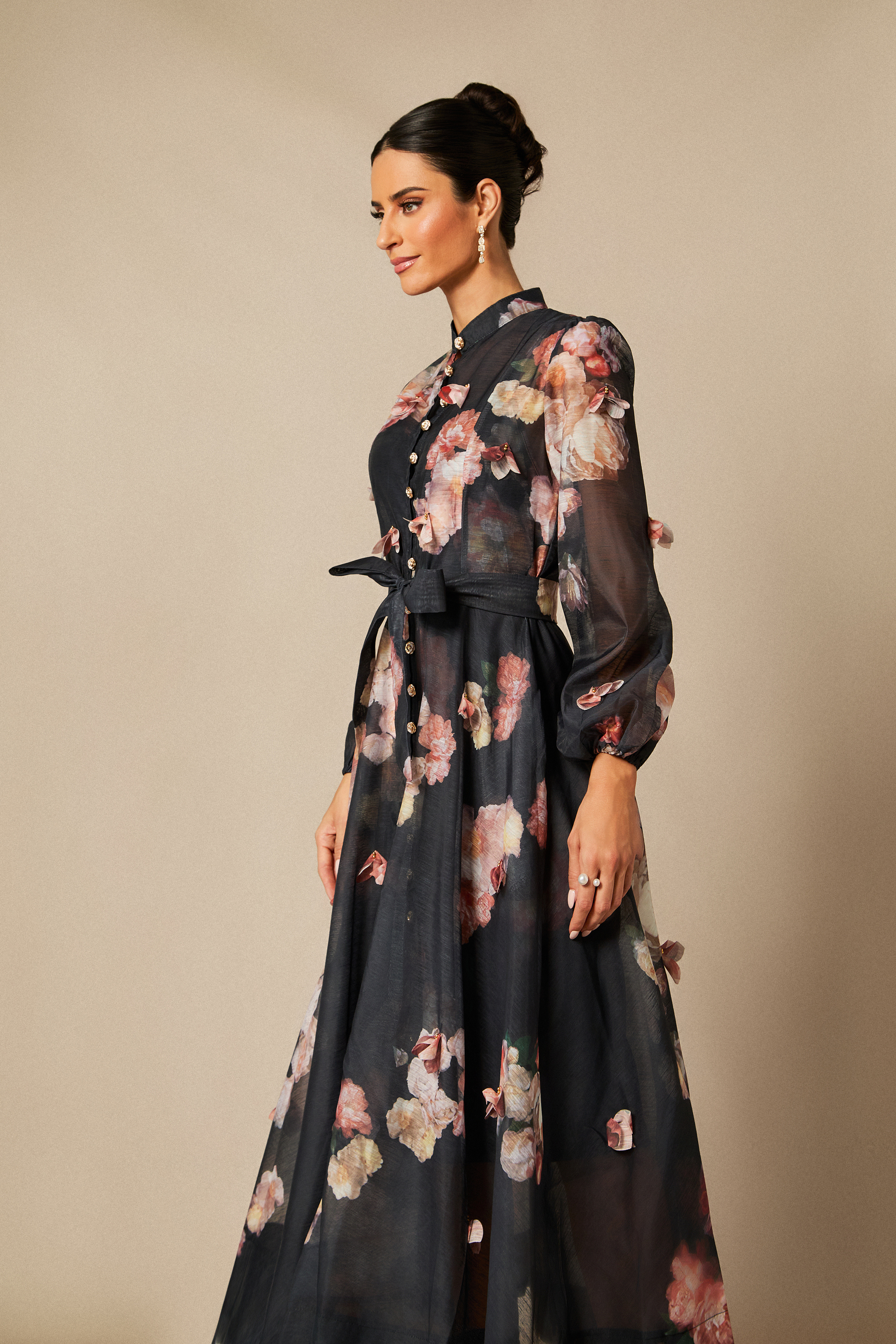 Sophie Floral Print Long Sleeve Midi Dress-purelyfable
