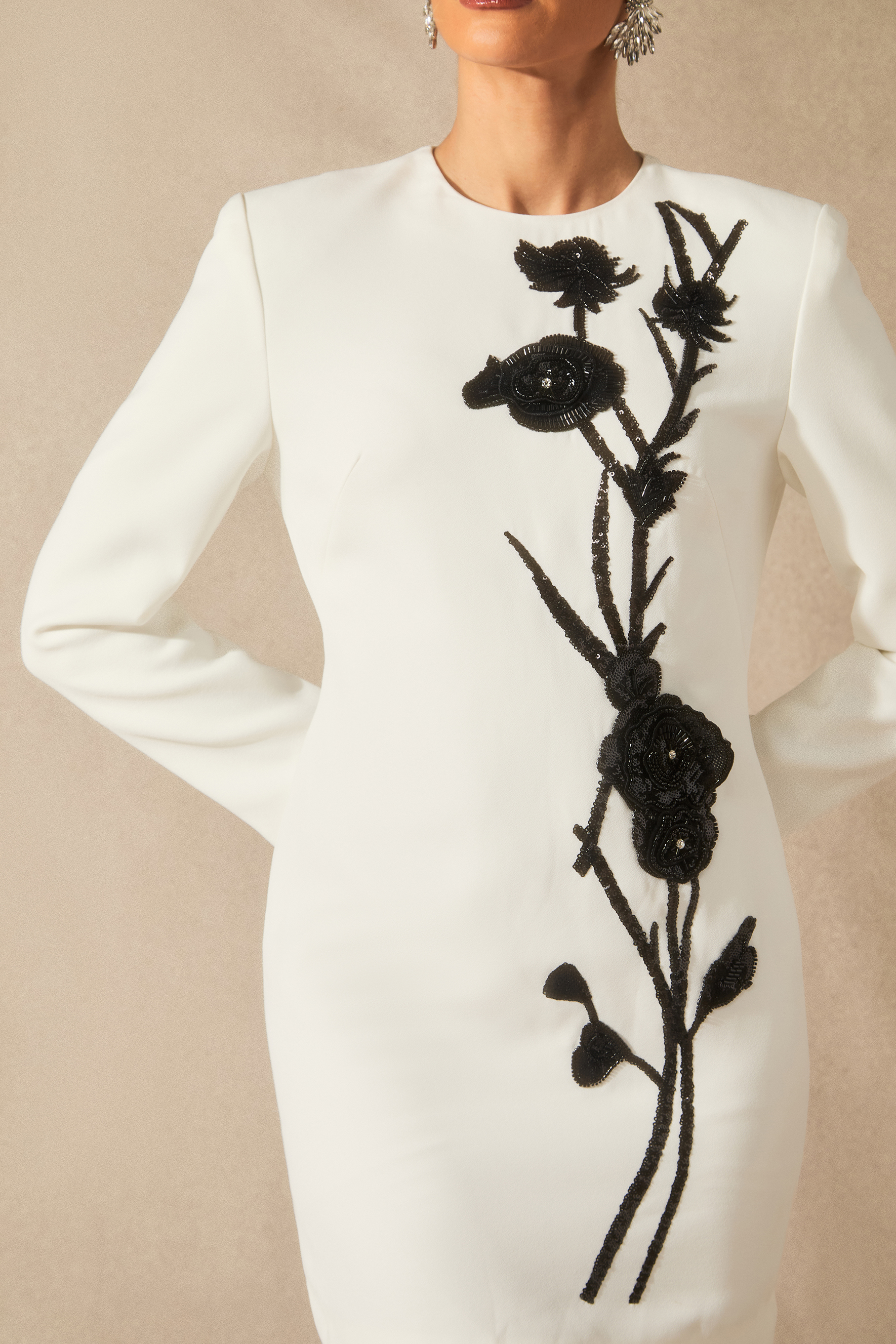 Venus Floral Embroidery Bead Mini Dress-purelyfable