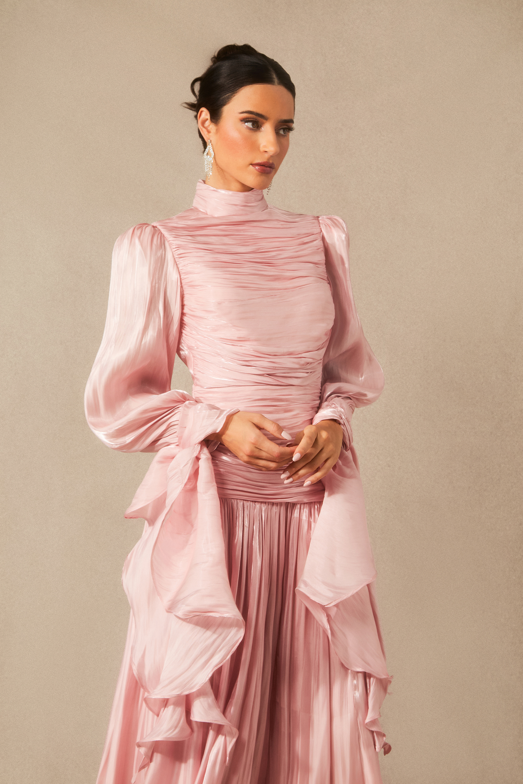 Kinsley Puff Sleeve Ruched Bodice Maxi Dress-purelyfable