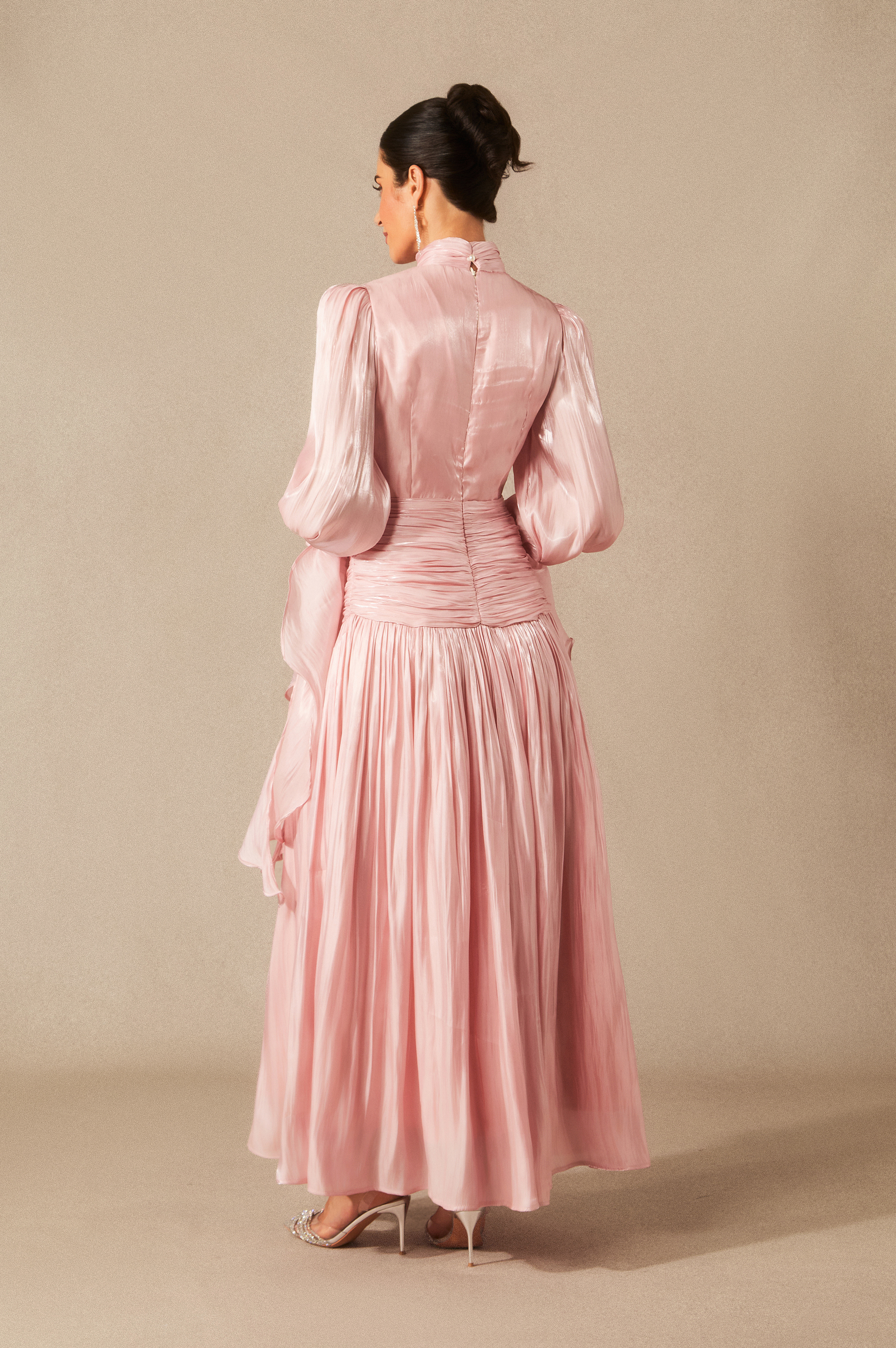Kinsley Puff Sleeve Ruched Bodice Maxi Dress-purelyfable