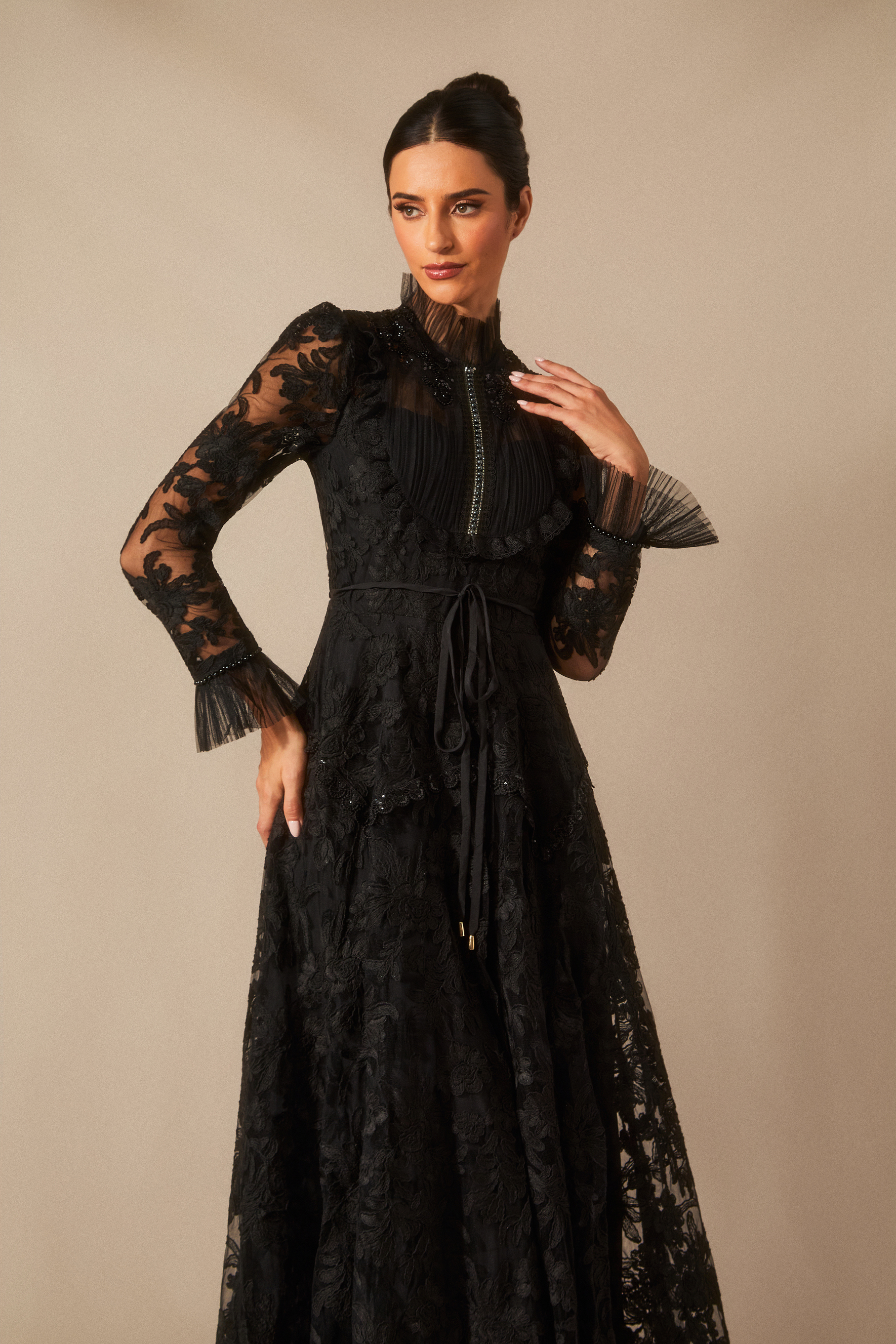 Alice Floral Lace Mock Neck Maxi Dress-purelyfable