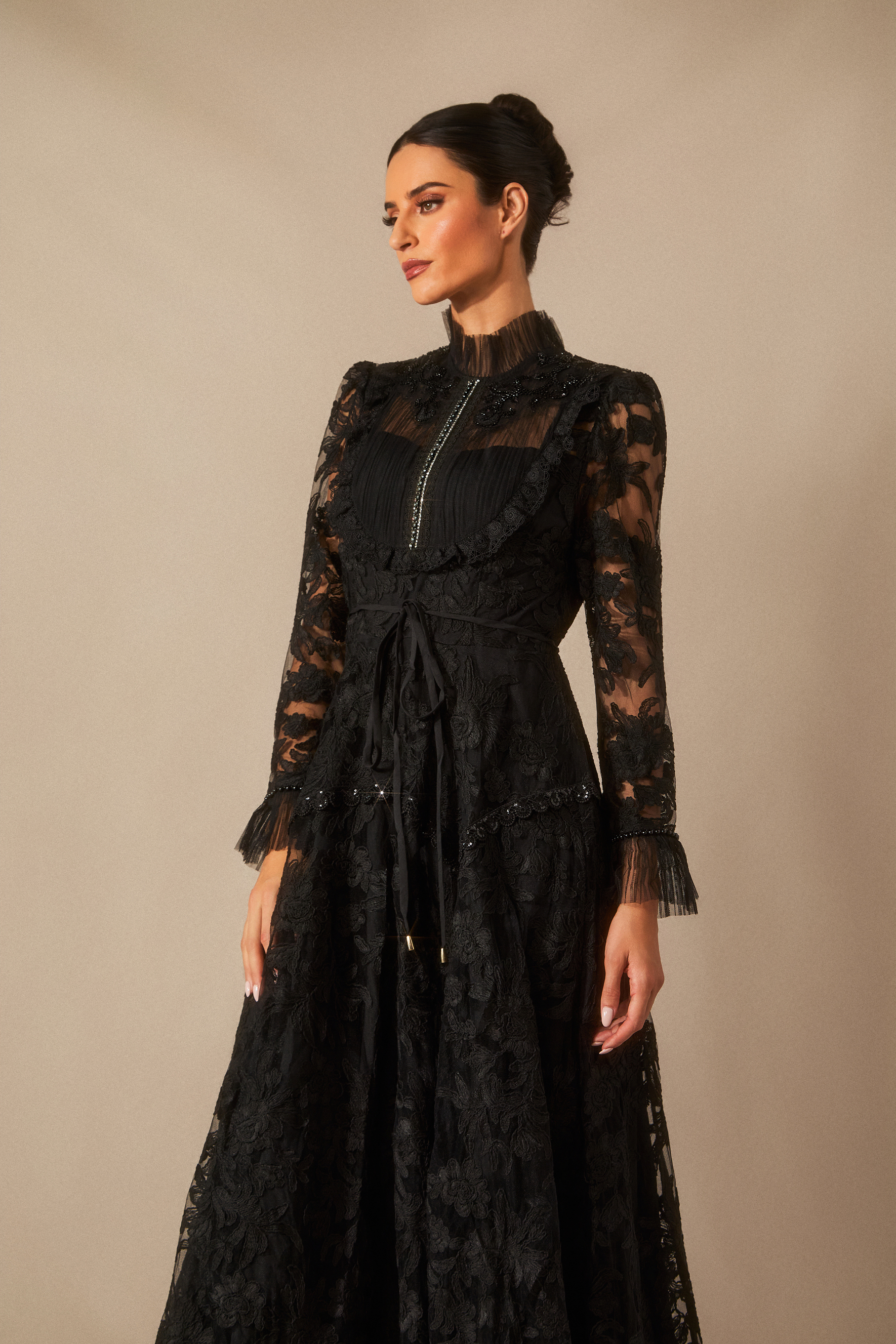 Alice Floral Lace Mock Neck Maxi Dress-purelyfable