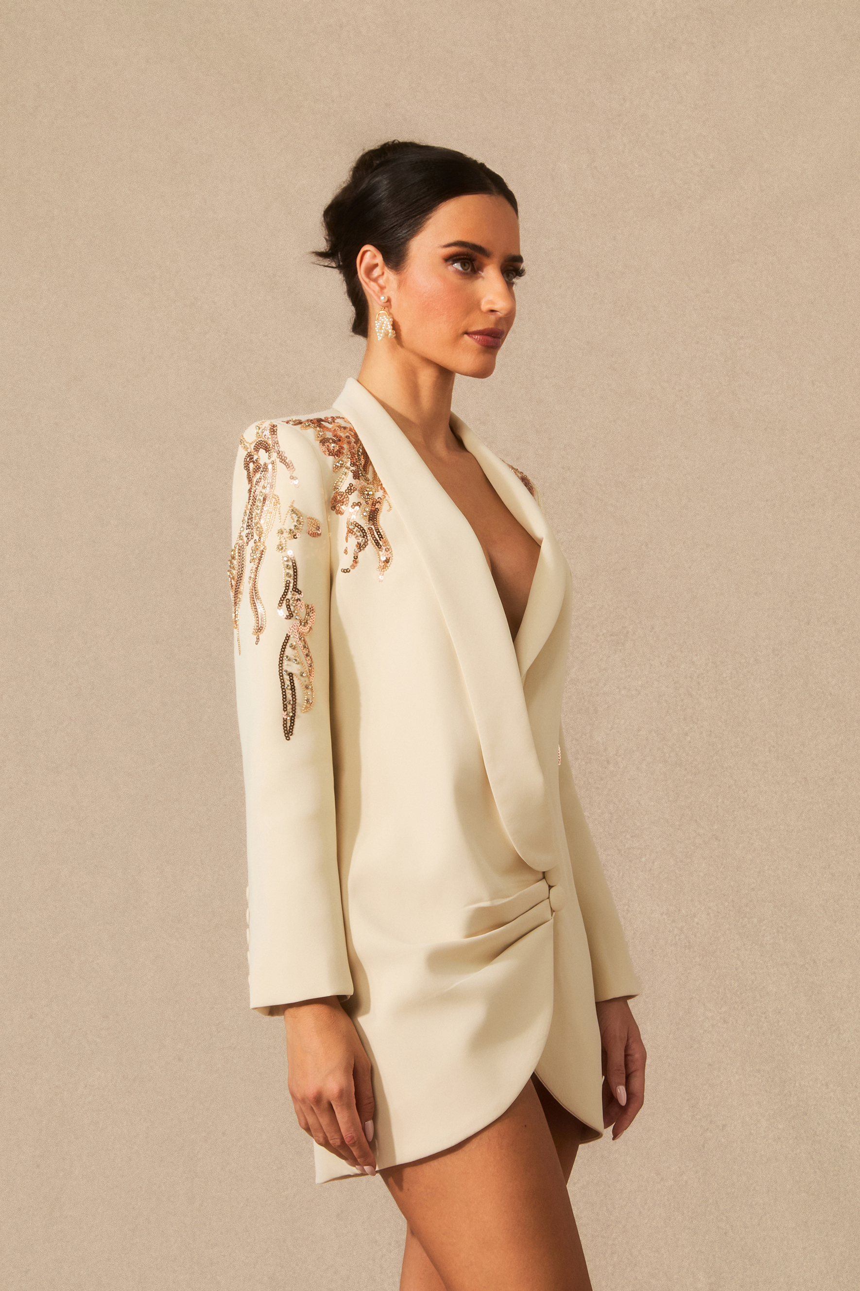 Kallie Sequin Embellished Blazer Mini Dress-purelyfable