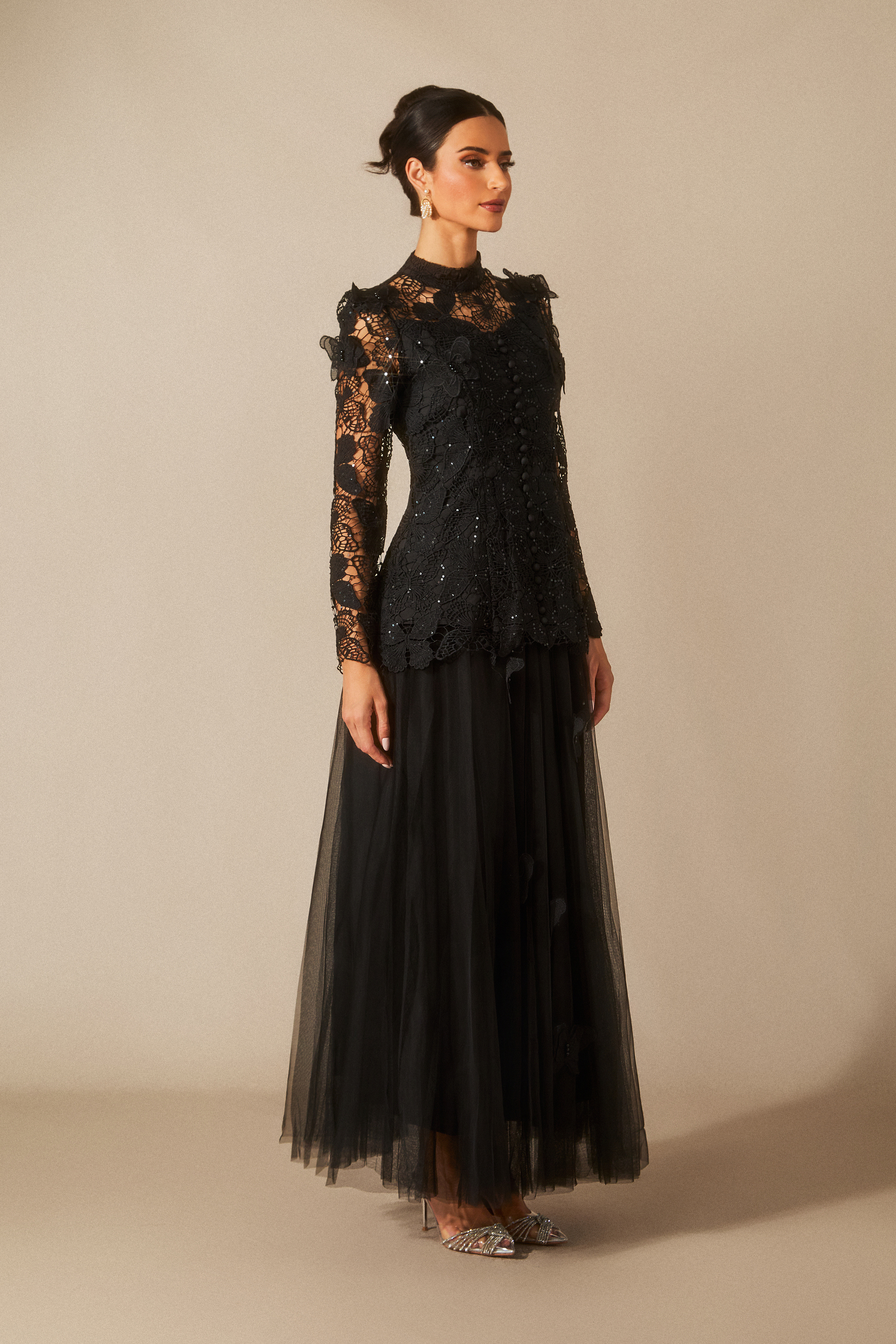 Elizabeth Butterfly Embroidered Lace Maxi Dress-purelyfable
