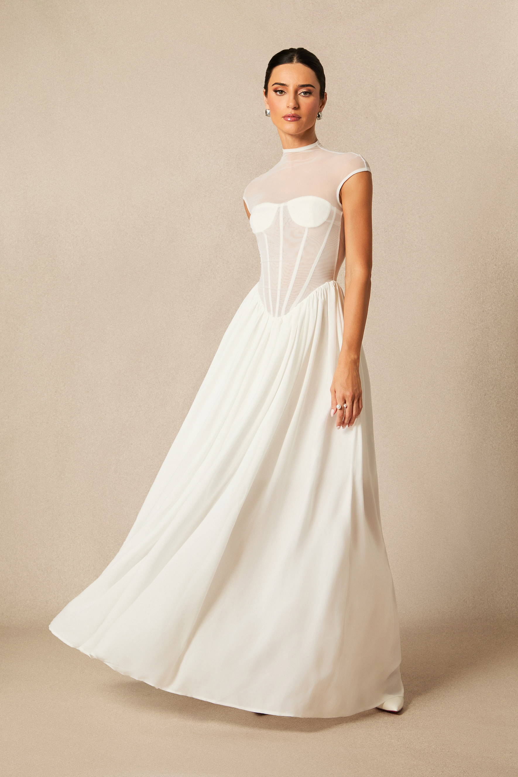 Alyssa Cap Sleeve Corset Maxi Dress-purelyfable