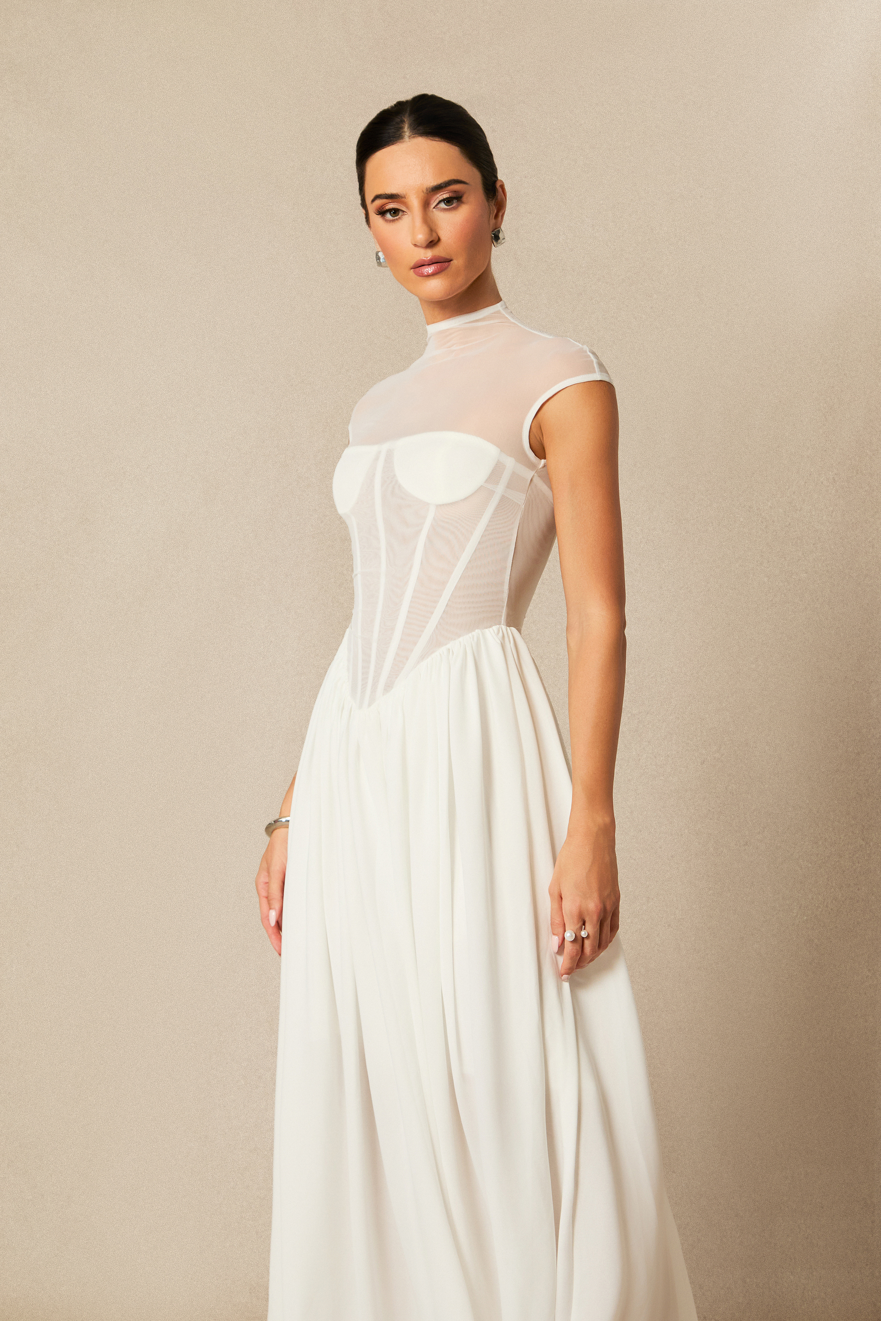 Alyssa Cap Sleeve Corset Maxi Dress-purelyfable