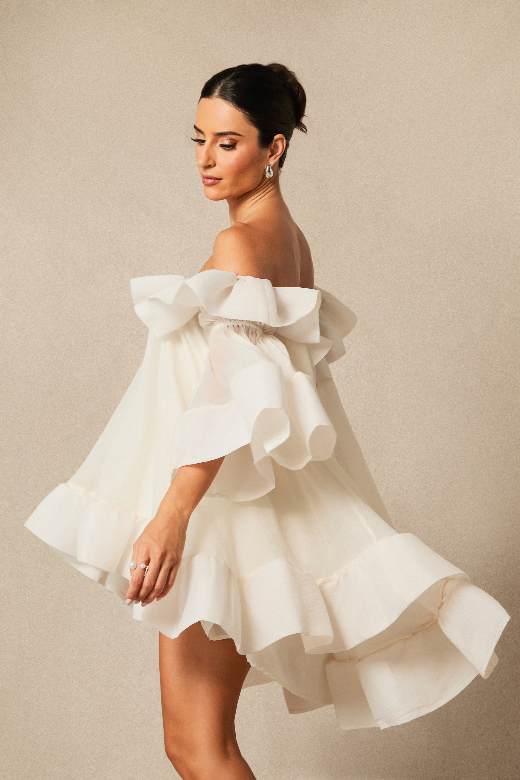 Jessica Off Shoulder Ruffle Mini Dress-purelyfable