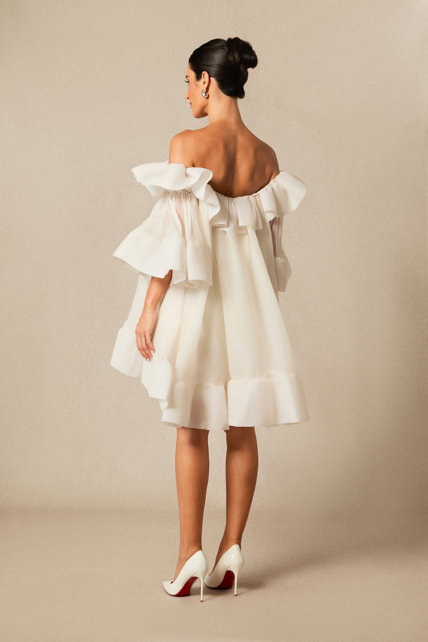 Jessica Off Shoulder Ruffle Mini Dress-purelyfable
