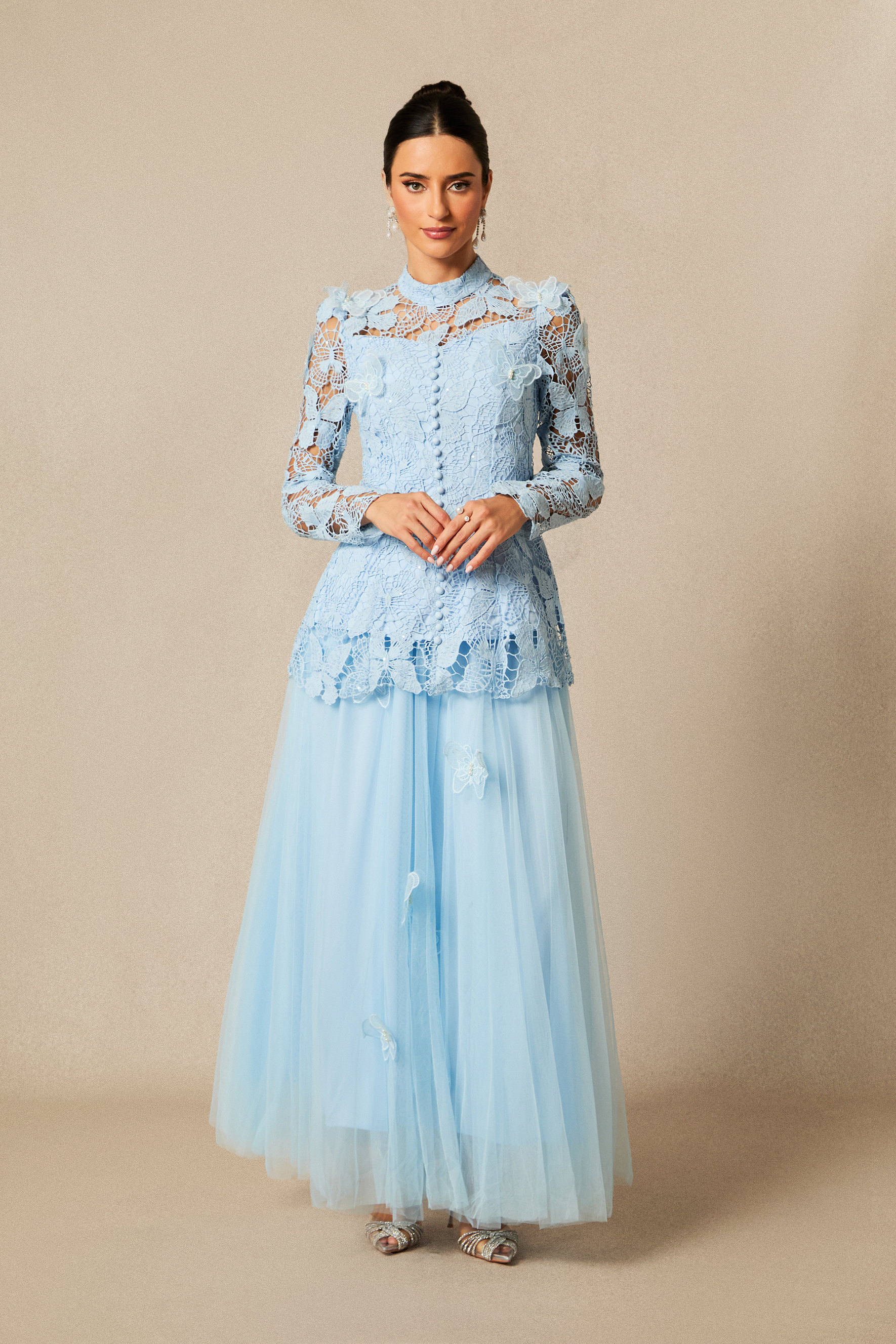 Elizabeth Butterfly Embroidered Lace Maxi Dress-purelyfable