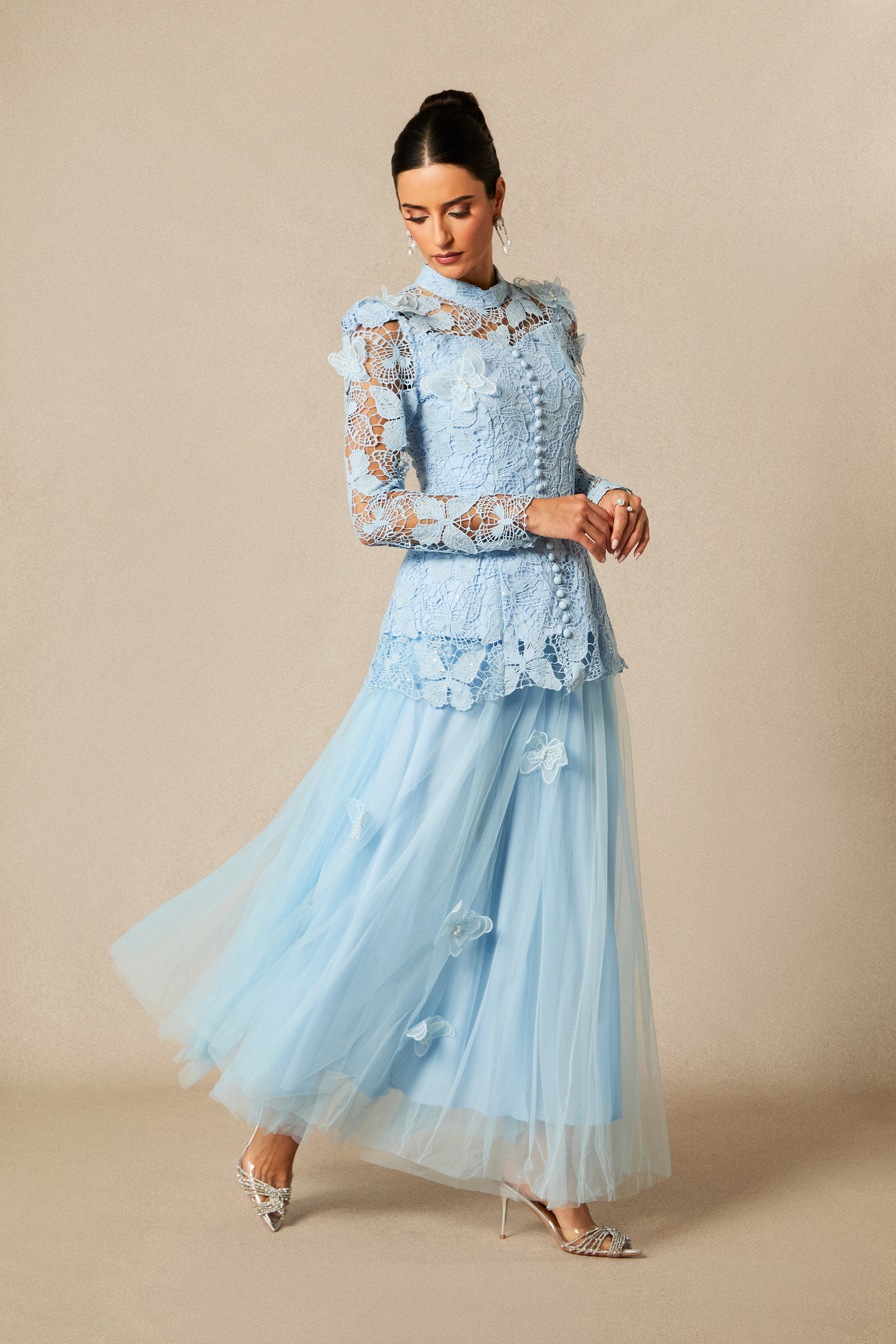 Elizabeth Butterfly Embroidered Lace Maxi Dress-purelyfable
