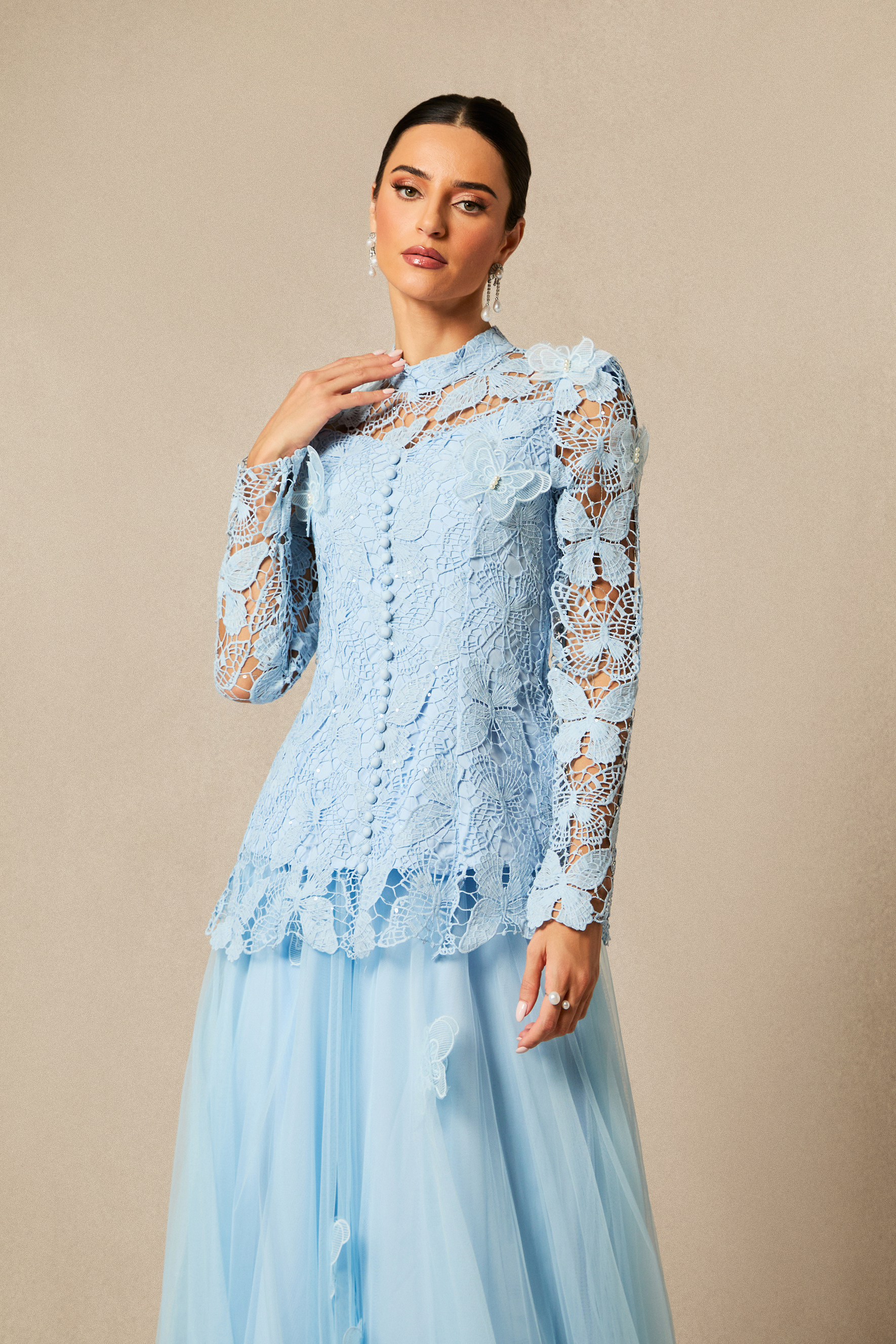 Elizabeth Butterfly Embroidered Lace Maxi Dress-purelyfable