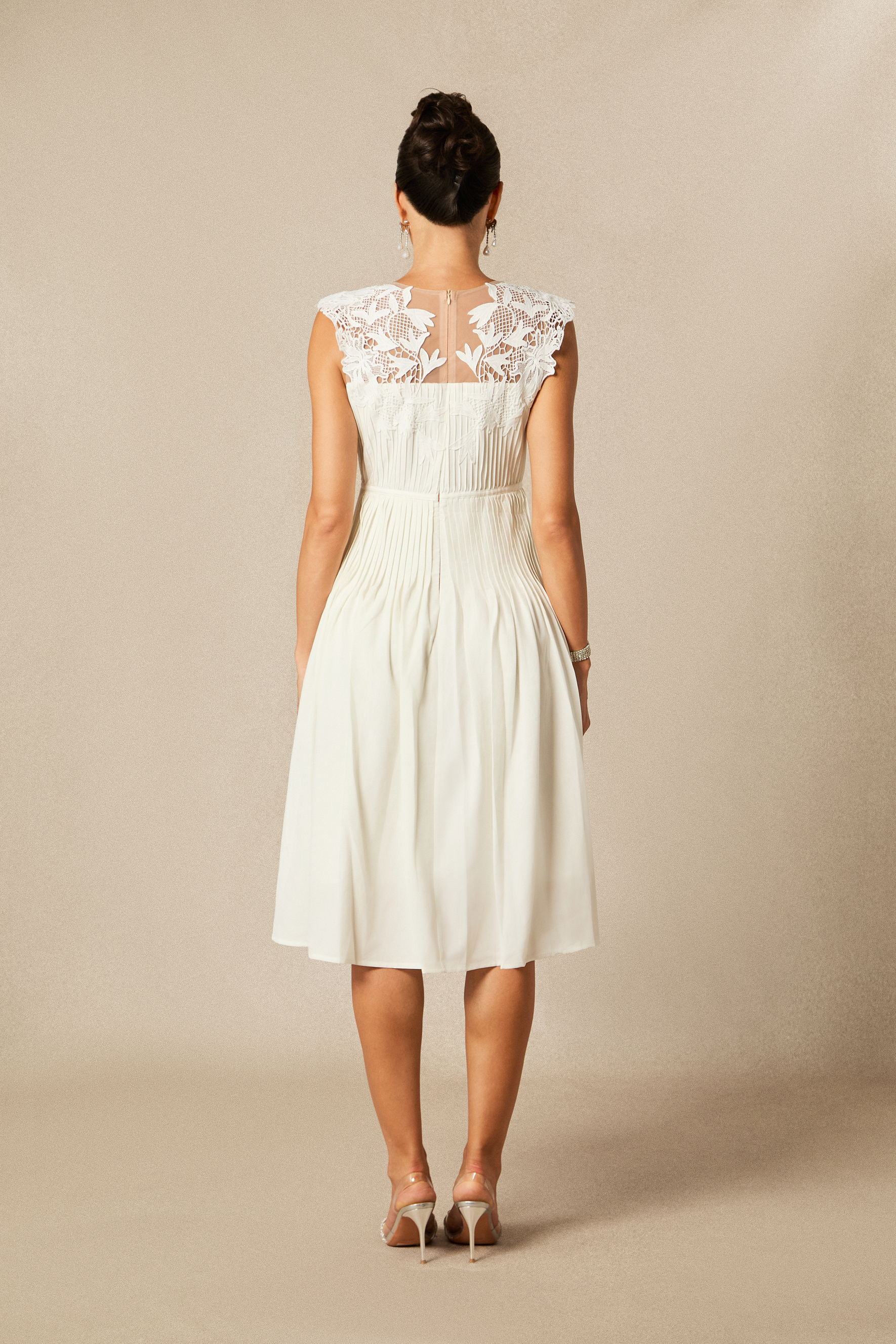 Freya Lace Embellished Pleated Midi Dress-purelyfable