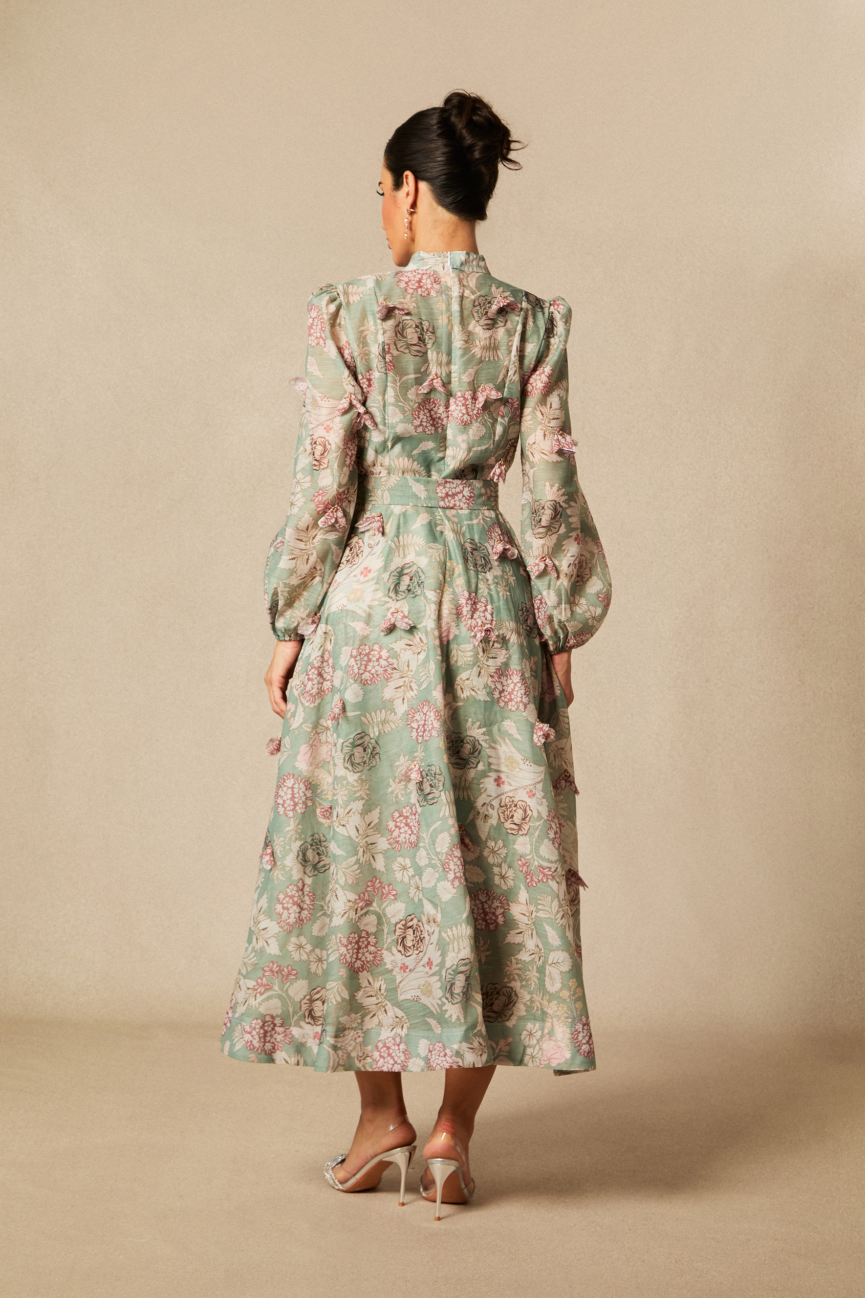 Sophie Floral Print Long Sleeve Midi Dress-purelyfable