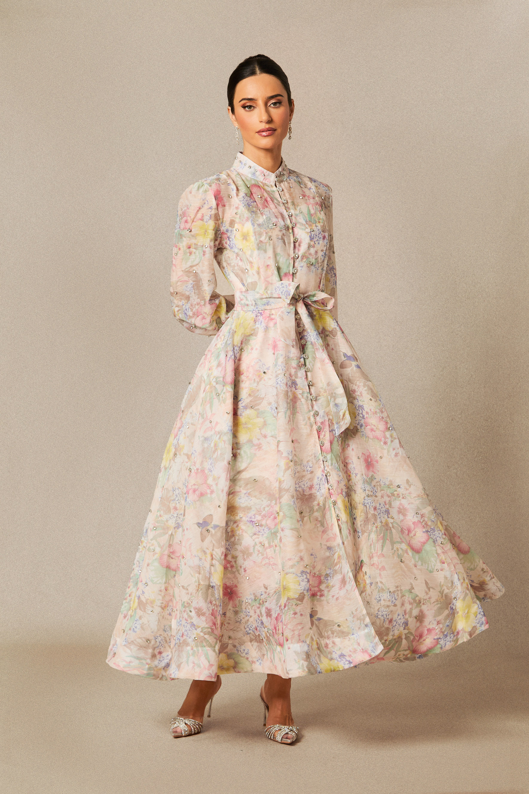 Anne Floral Print Balloon Sleeve Maxi Dress-purelyfable