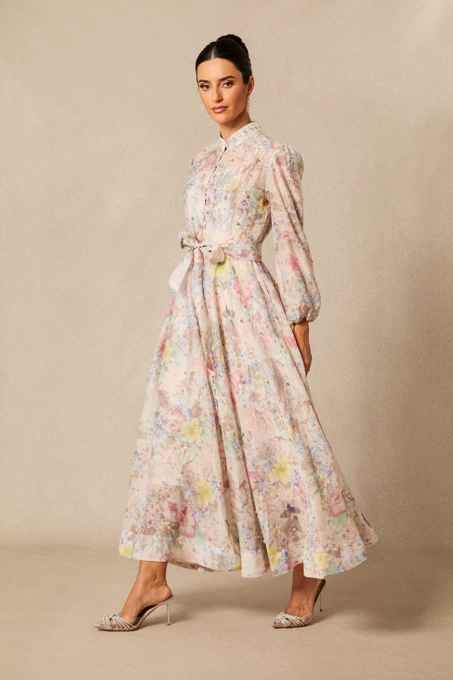 Anne Floral Print Balloon Sleeve Maxi Dress-purelyfable