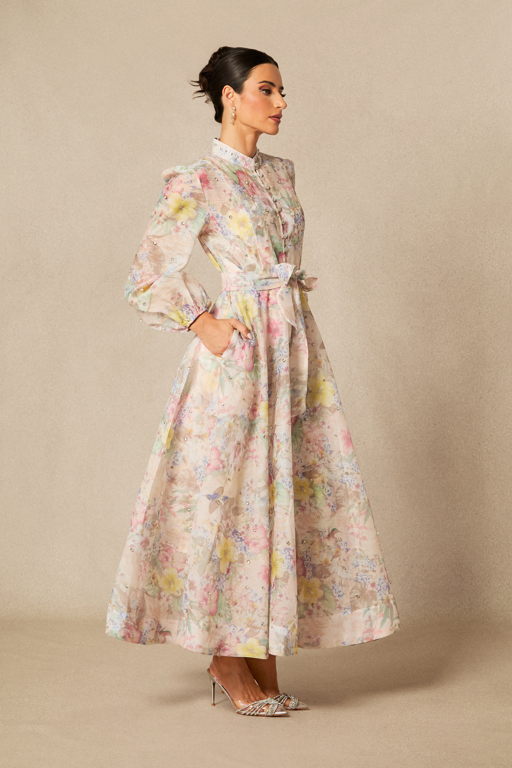 Anne Floral Print Balloon Sleeve Maxi Dress-purelyfable