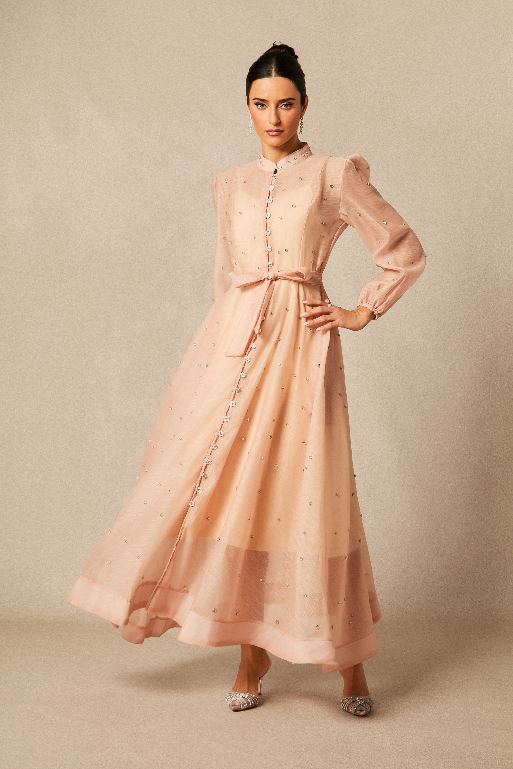 Emelia Crystal Embellished Sheer Maxi Dress-purelyfable