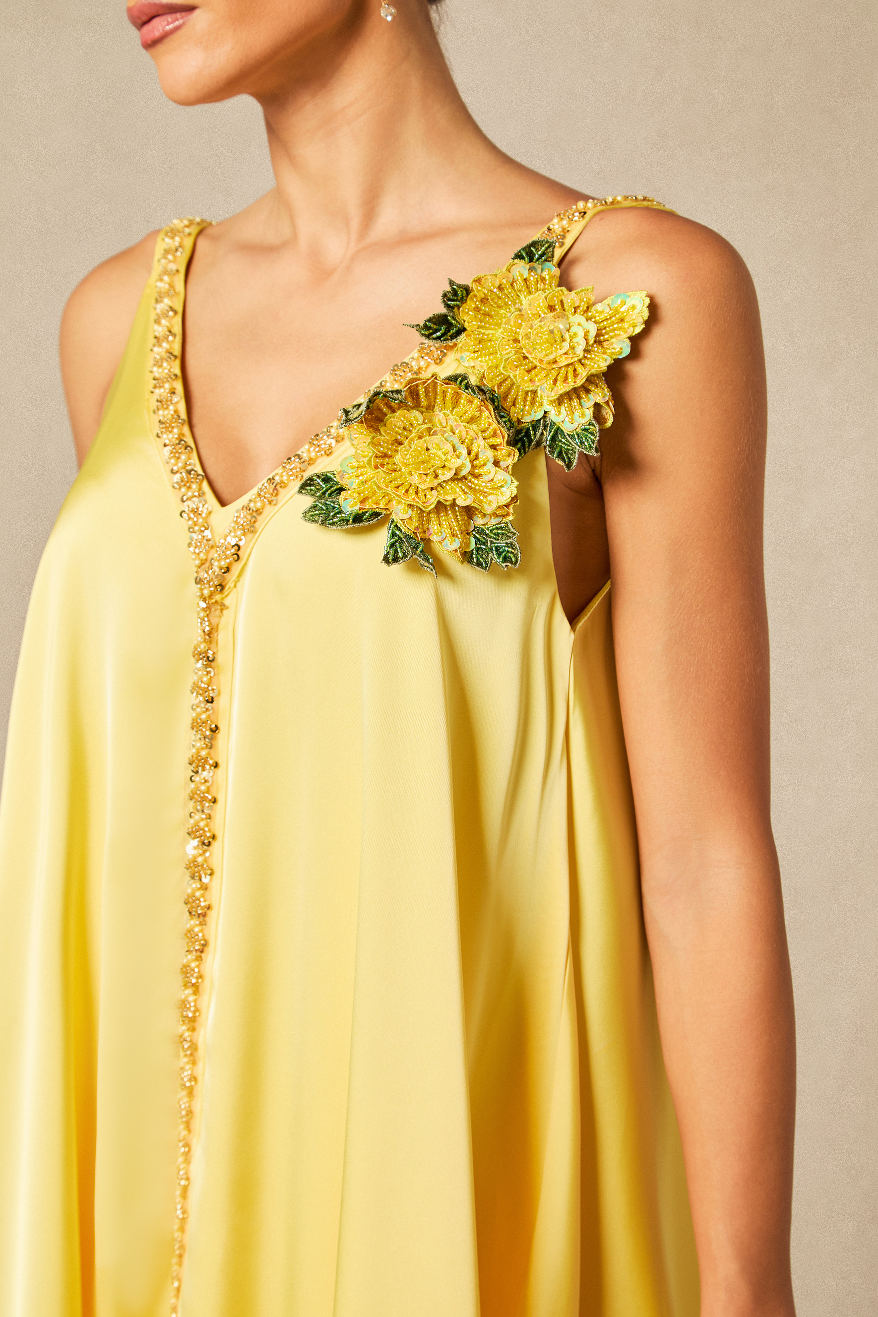Sienna Floral Embroidered V-neck Satin Maxi Dress-purelyfable
