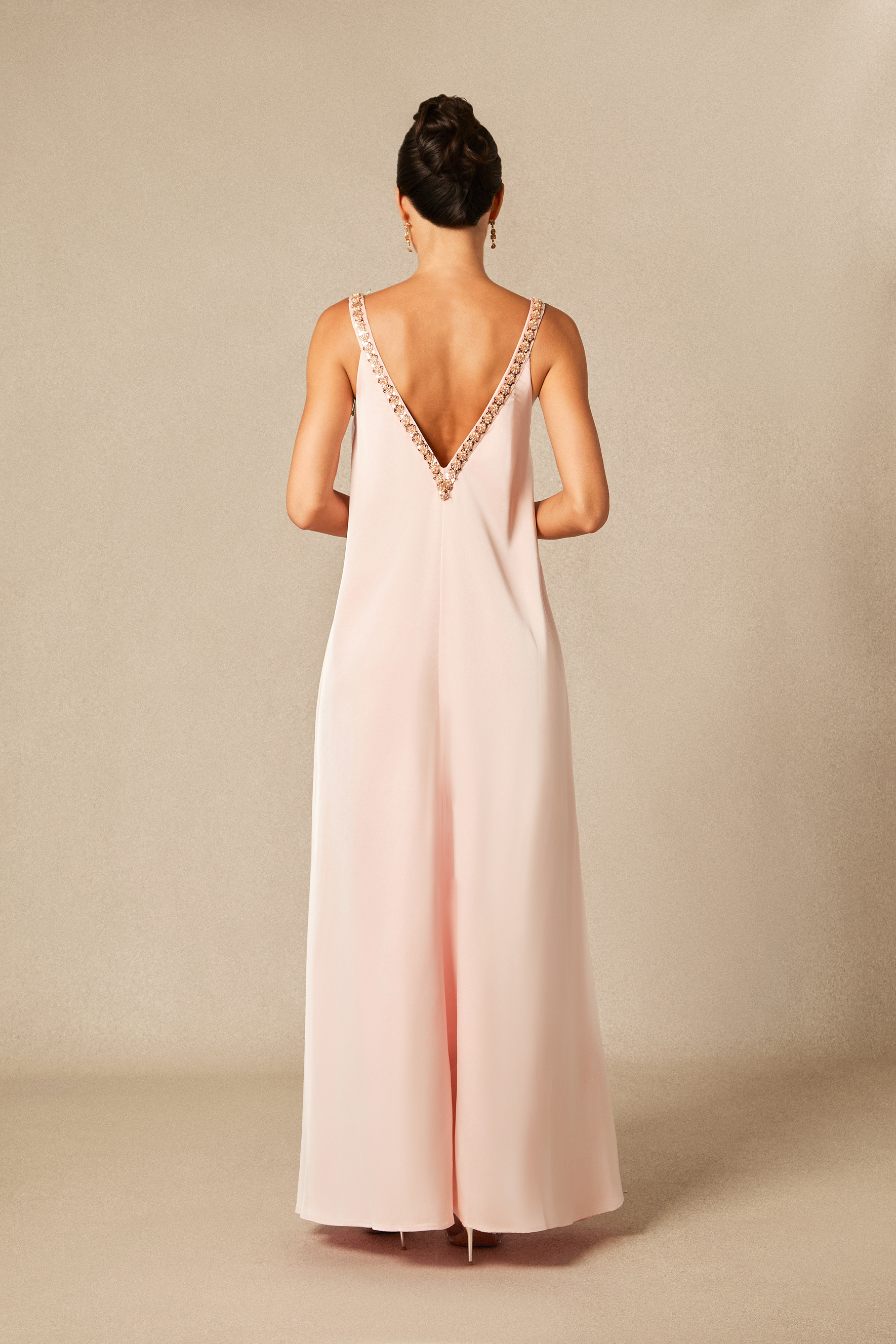 Sienna Floral Embroidered V-neck Satin Maxi Dress-purelyfable