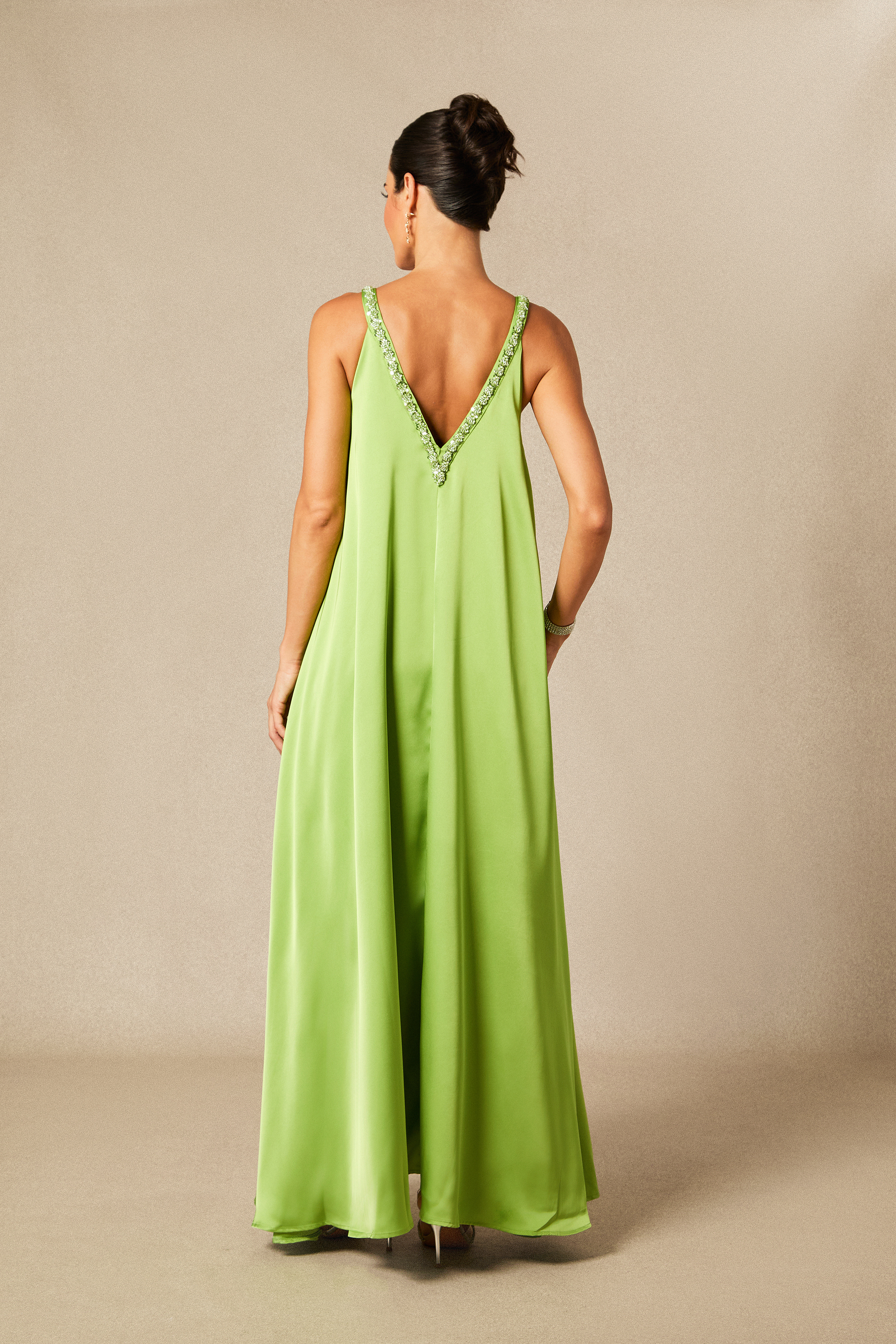 Sienna Floral Embroidered V-neck Satin Maxi Dress-purelyfable