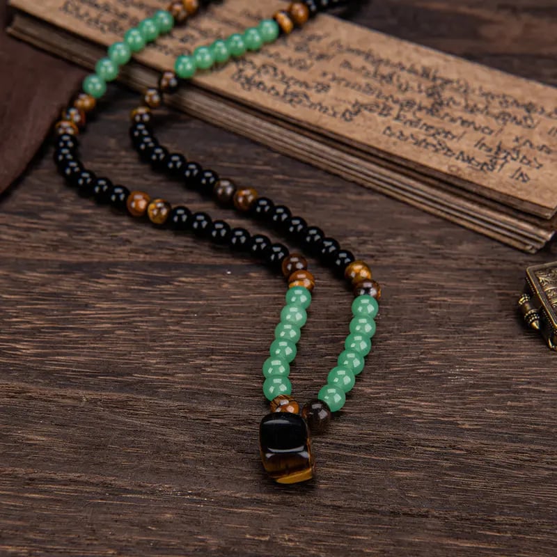 ✨ Money Attraction Necklace With GreenAventurine & Tiger Eye Pendant Healing Crystal Stone