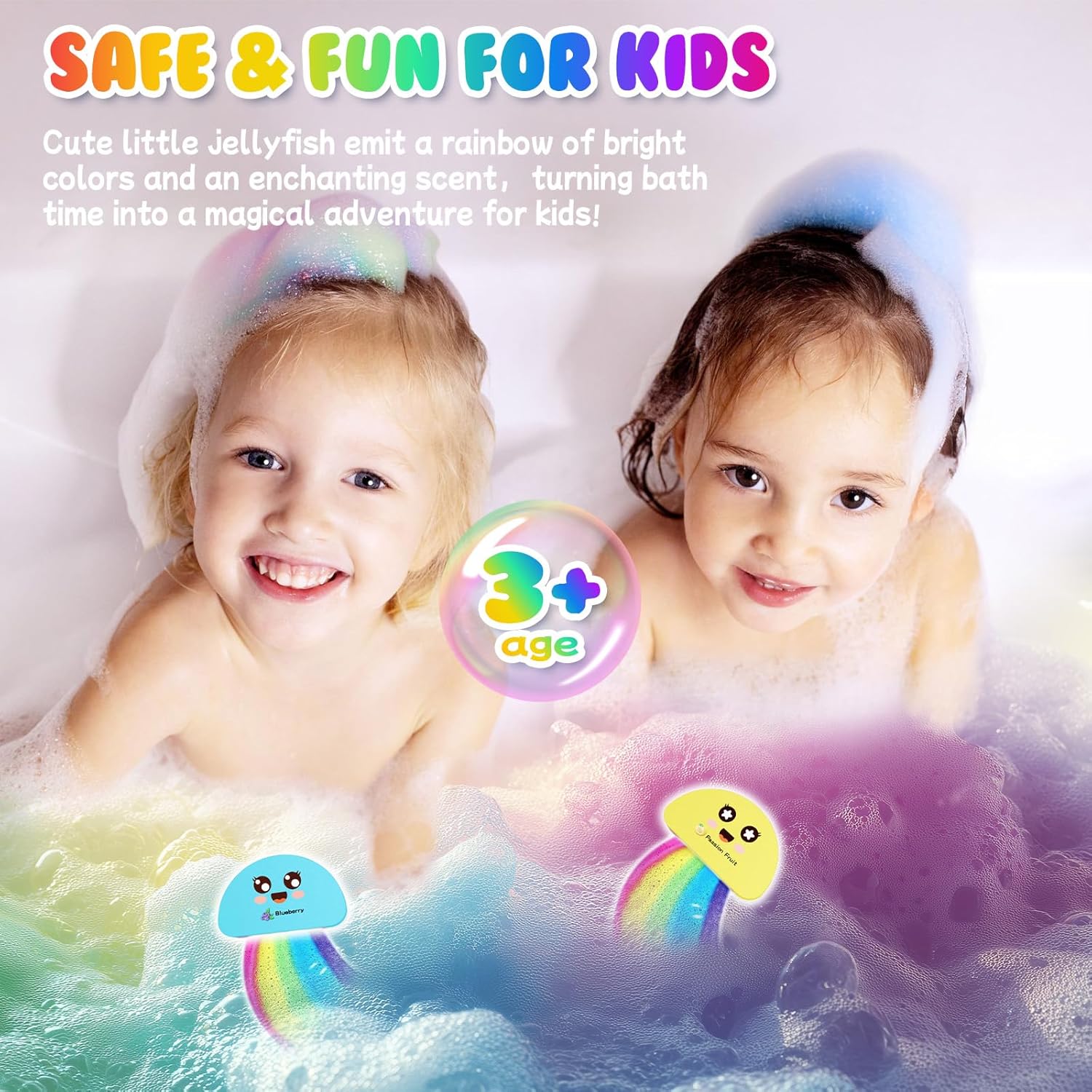 Kids Rainbow Bath Bomb Gift Set – Surprise Toy Inside, Easter Gift (4 Pack)