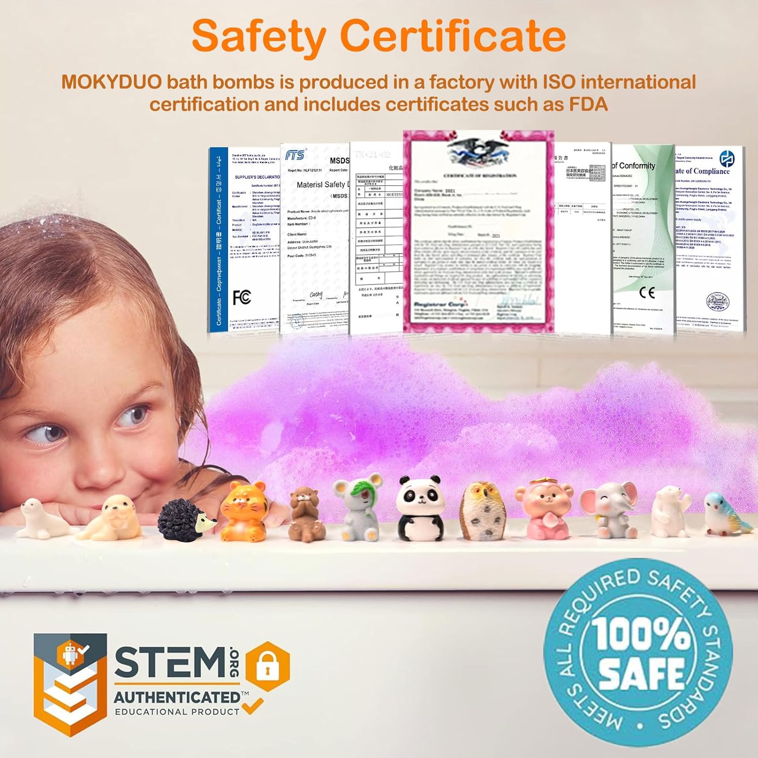 Bath Bombs for Kids with Surprise Inside,12-Pack Natural Organic Kids Bath Bombs with Endangered Animals Toys, Fun & Educational Gift, Ideal Birthday,Christmas,Children's Day Gifts kit