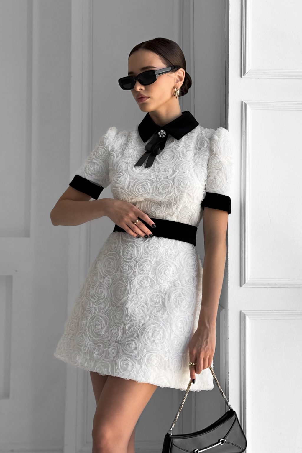Belinda Rose Embellished Short Sleeve Mini Dress-purelyfable