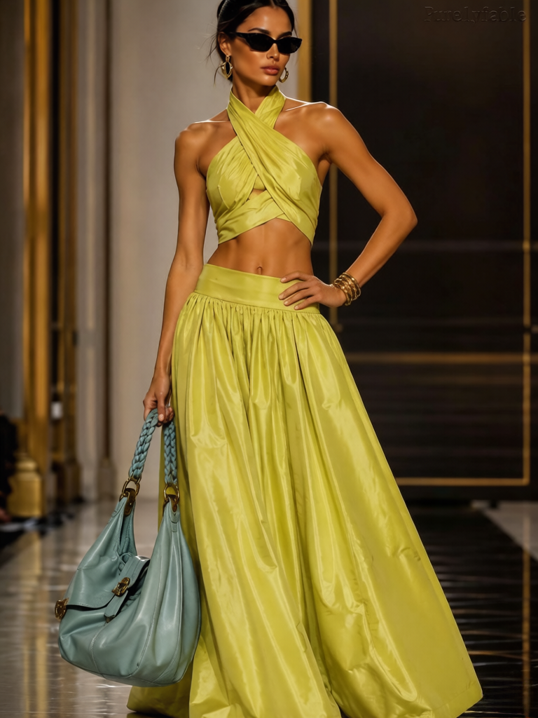 Inara Yellow Cross-necked Dress Set