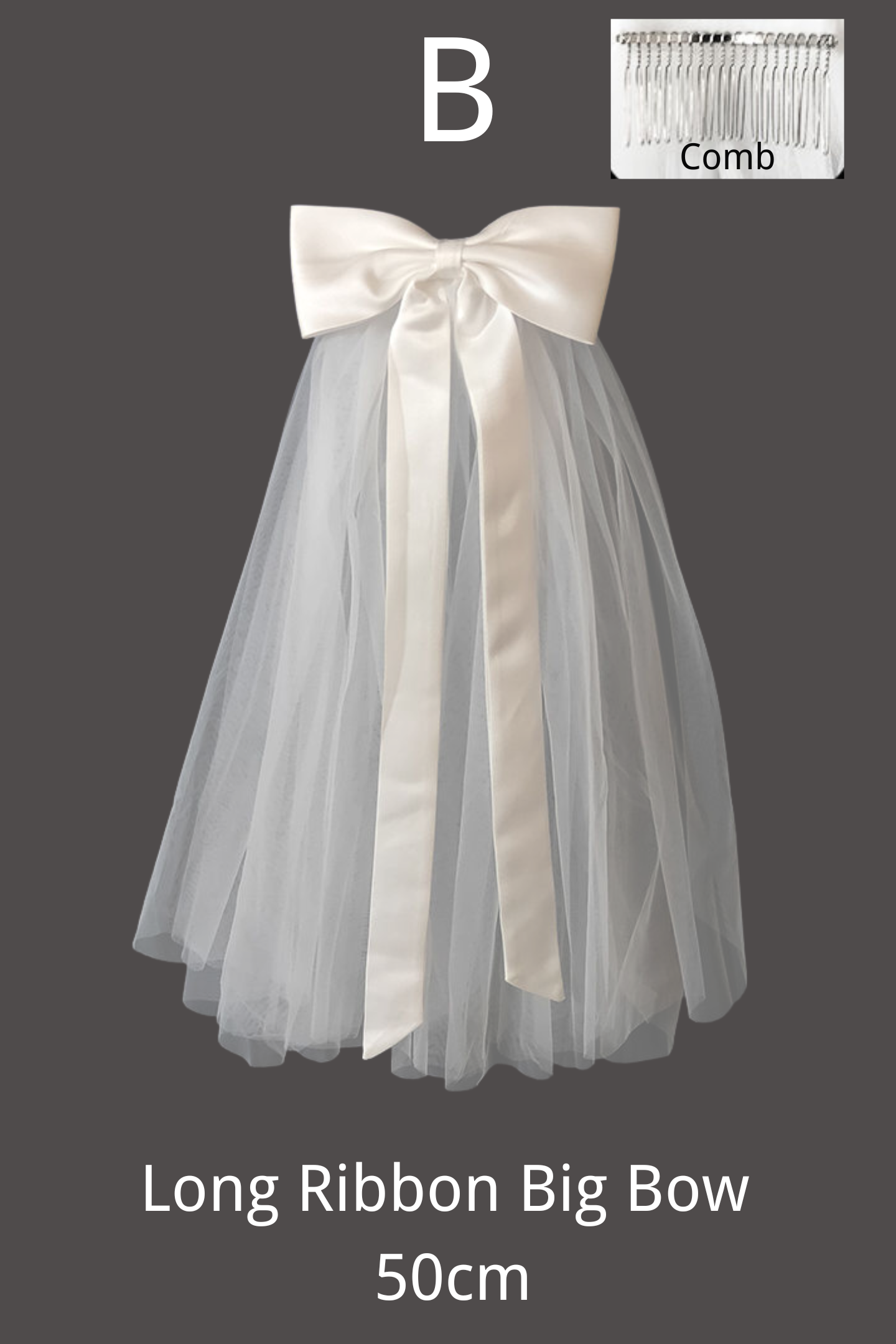 Rosalind Ribbon Big Bow Veil-purelyfable