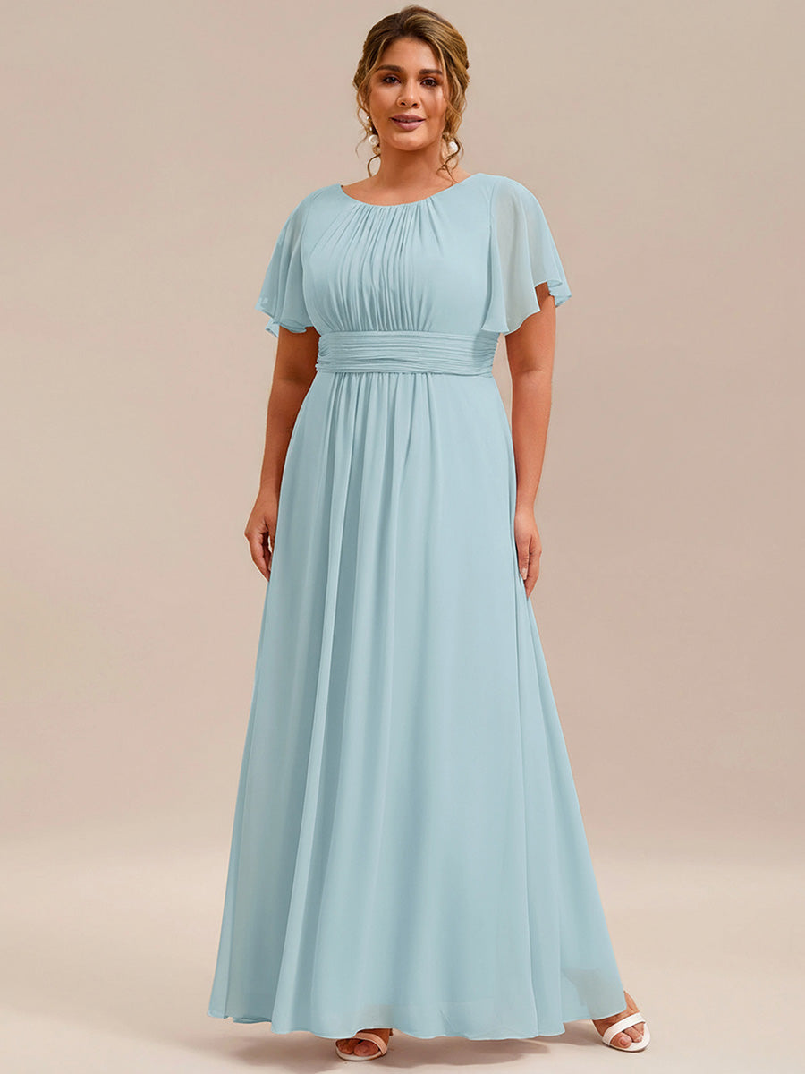 Plus Size Printed Chiffon Pleated Maxi Wedding Guest Dress