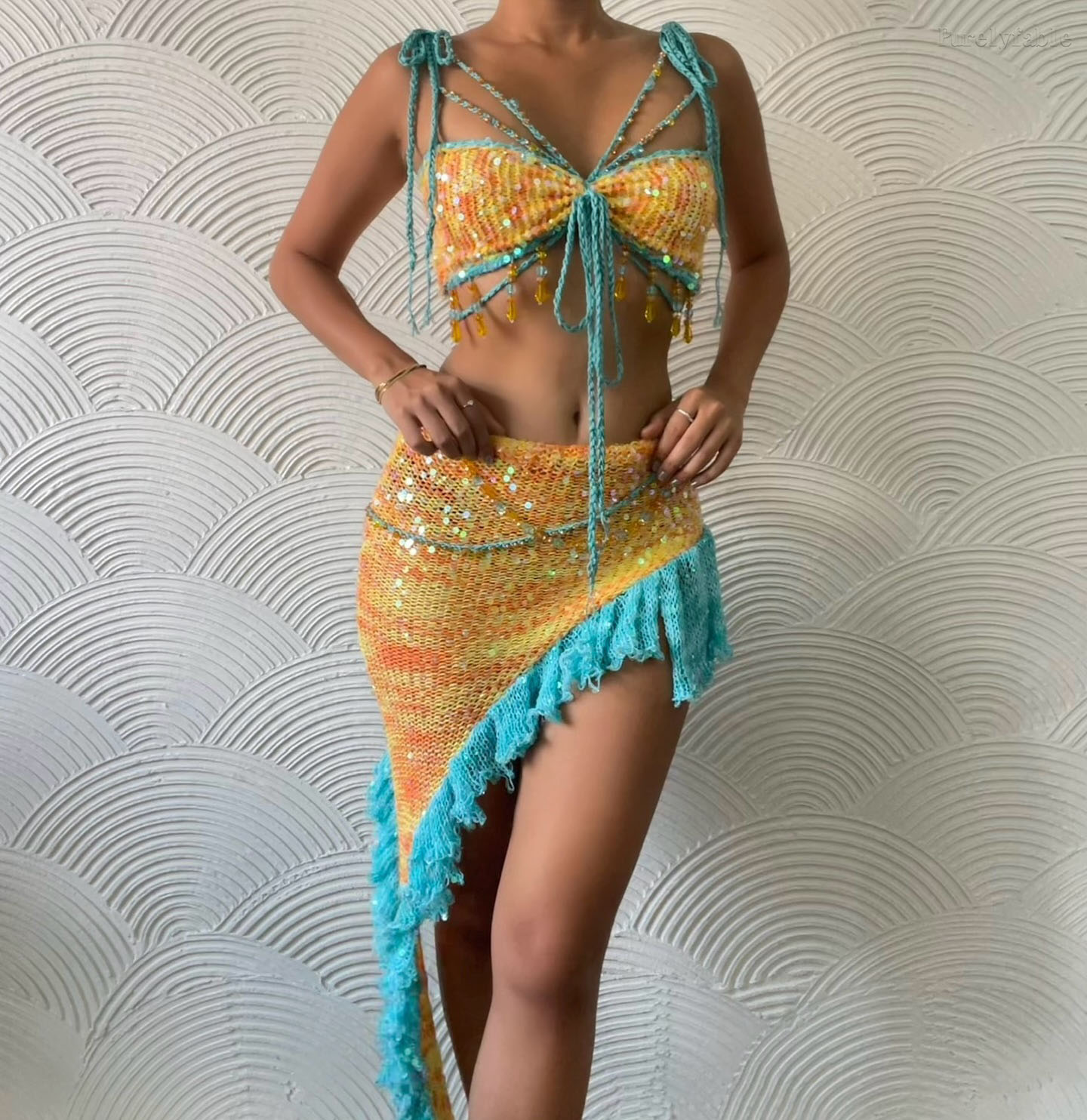 Nova Yellow Multi-Strap Skirt Two-Piece Set