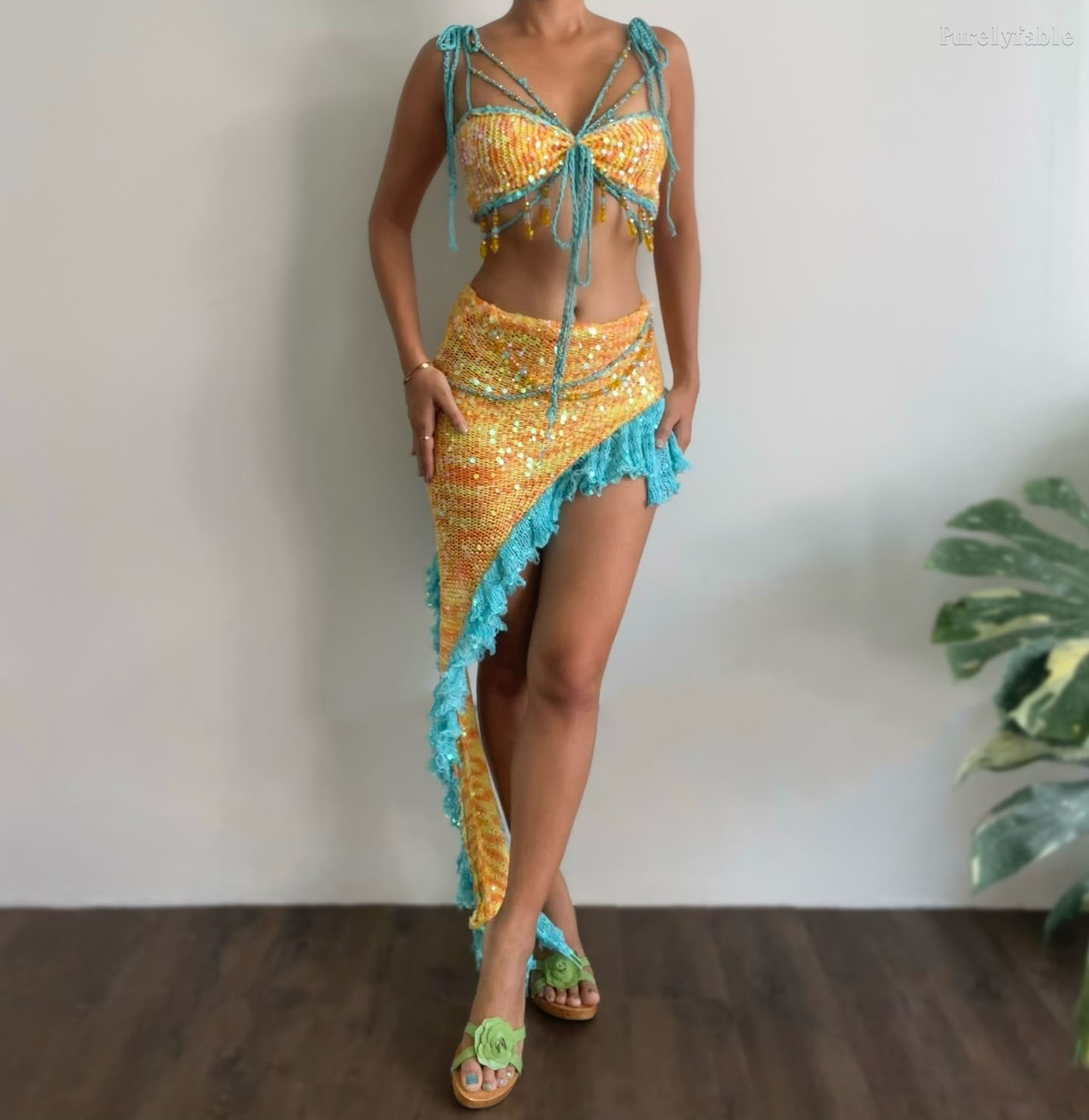 Nova Yellow Multi-Strap Skirt Two-Piece Set