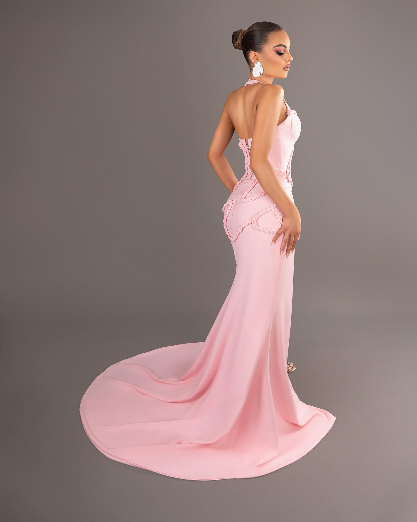 Elora Pink Braided Slit Skirt