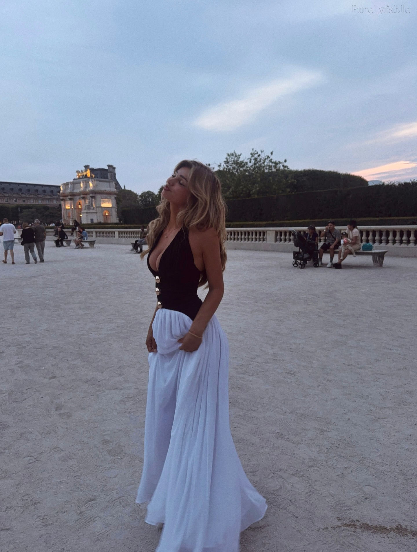 Evie Black Neckline Buttoned Long Dress