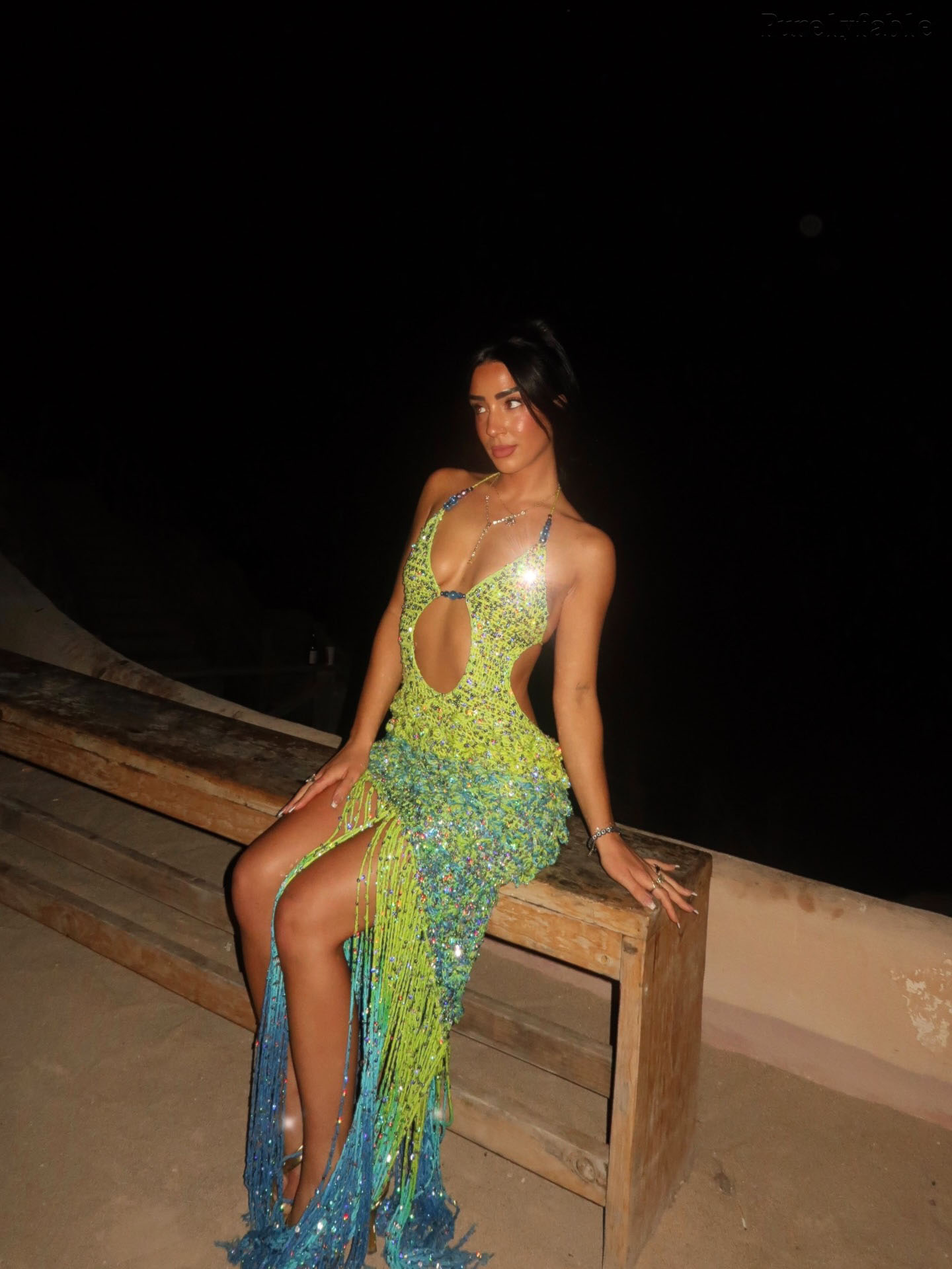 Gemma Green Sequined Fringed Dress