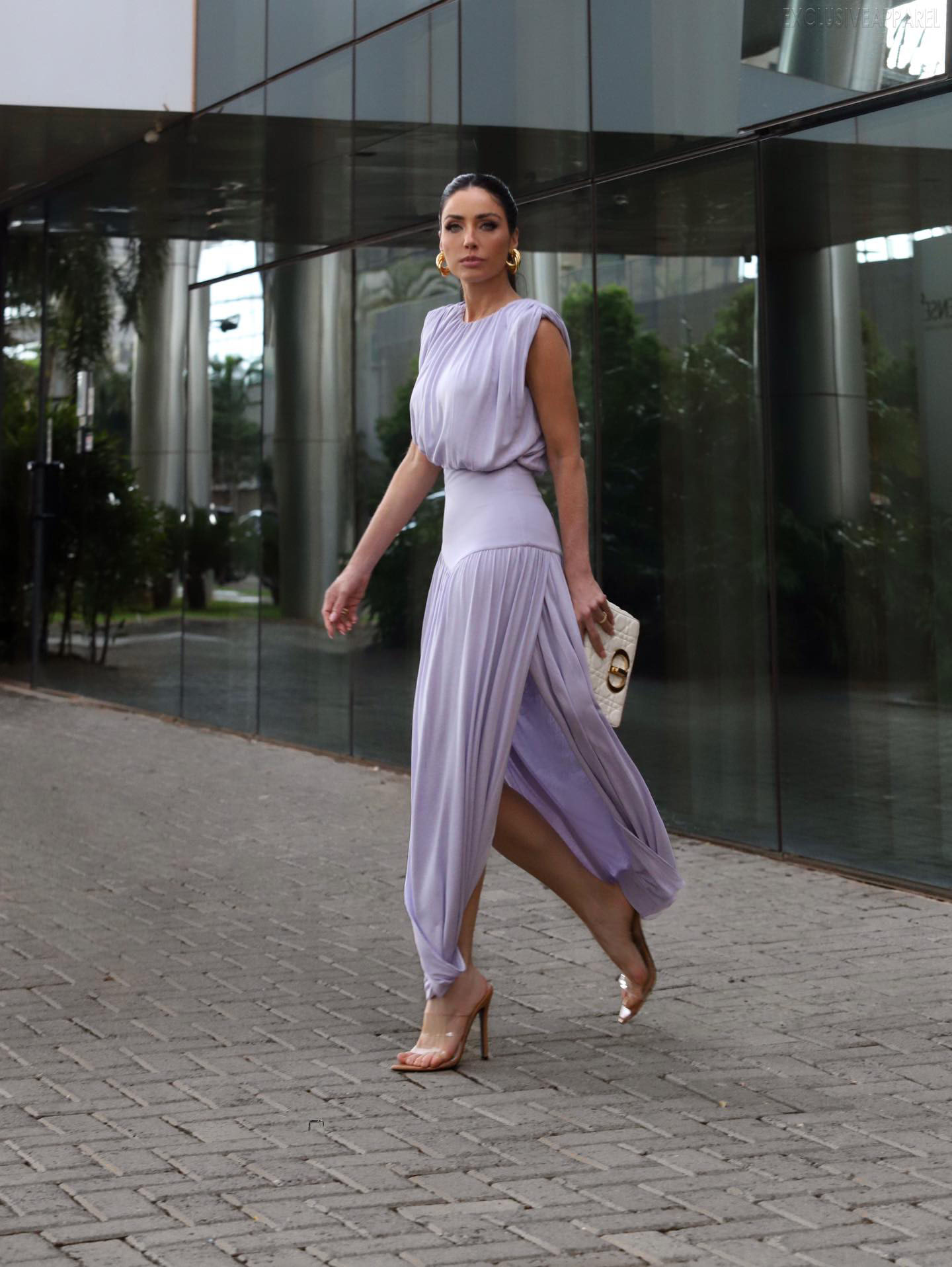 Alondra Purple Sleeveless High-Waisted Slit Long Dress