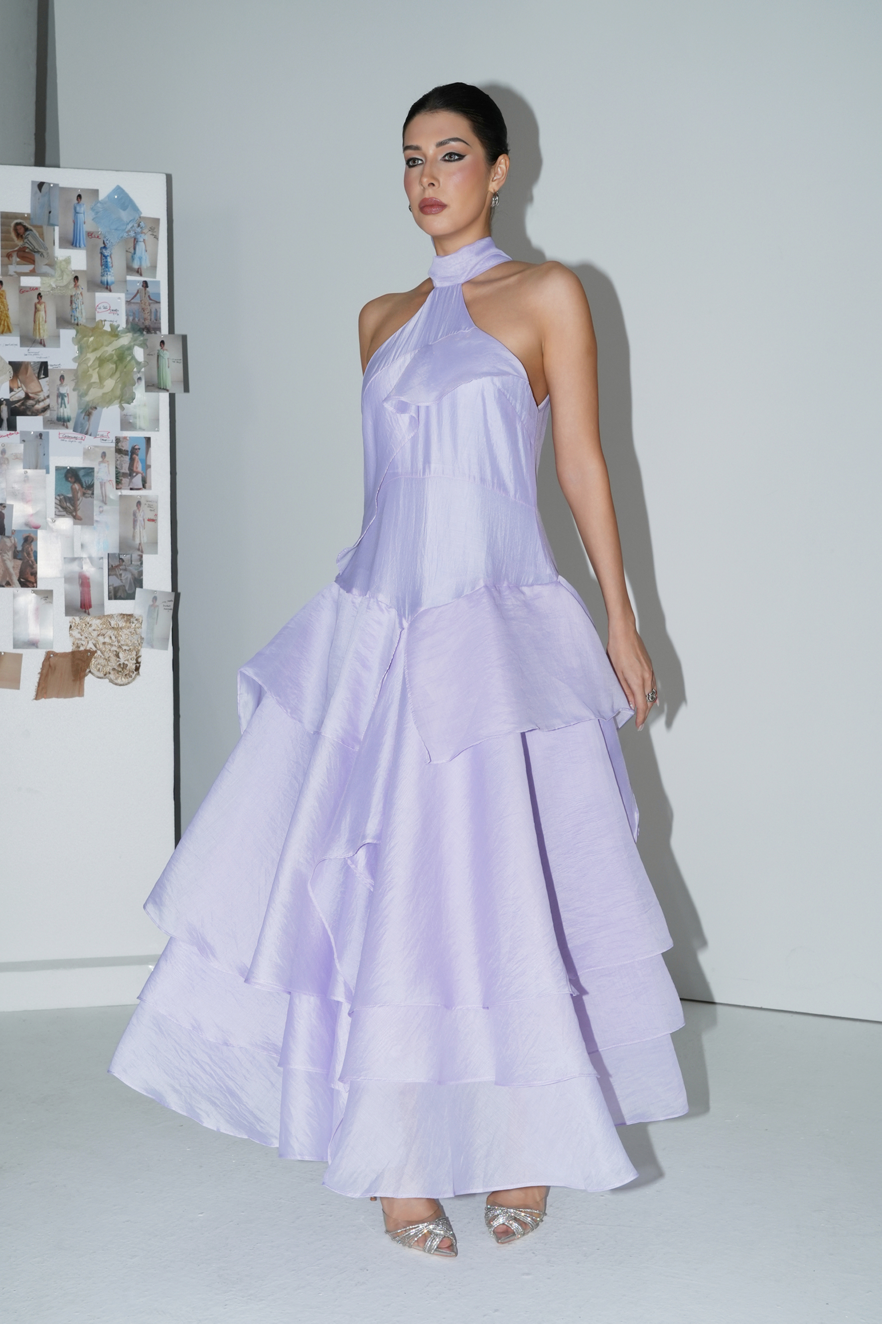 Always Turning Heads Purple Halter Neck Tiered Ruffle Maxi Dress-purelyfable