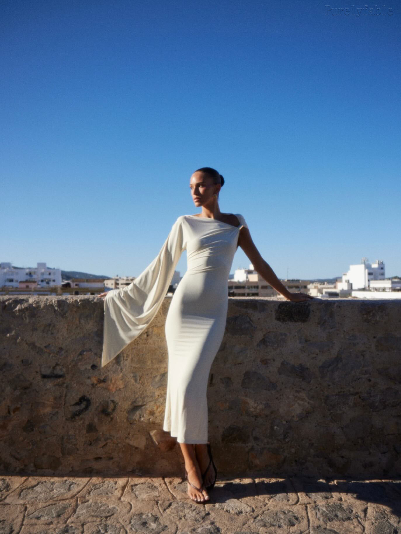 Catalina White Hollow Knitted Half Skirt Two Piece Set