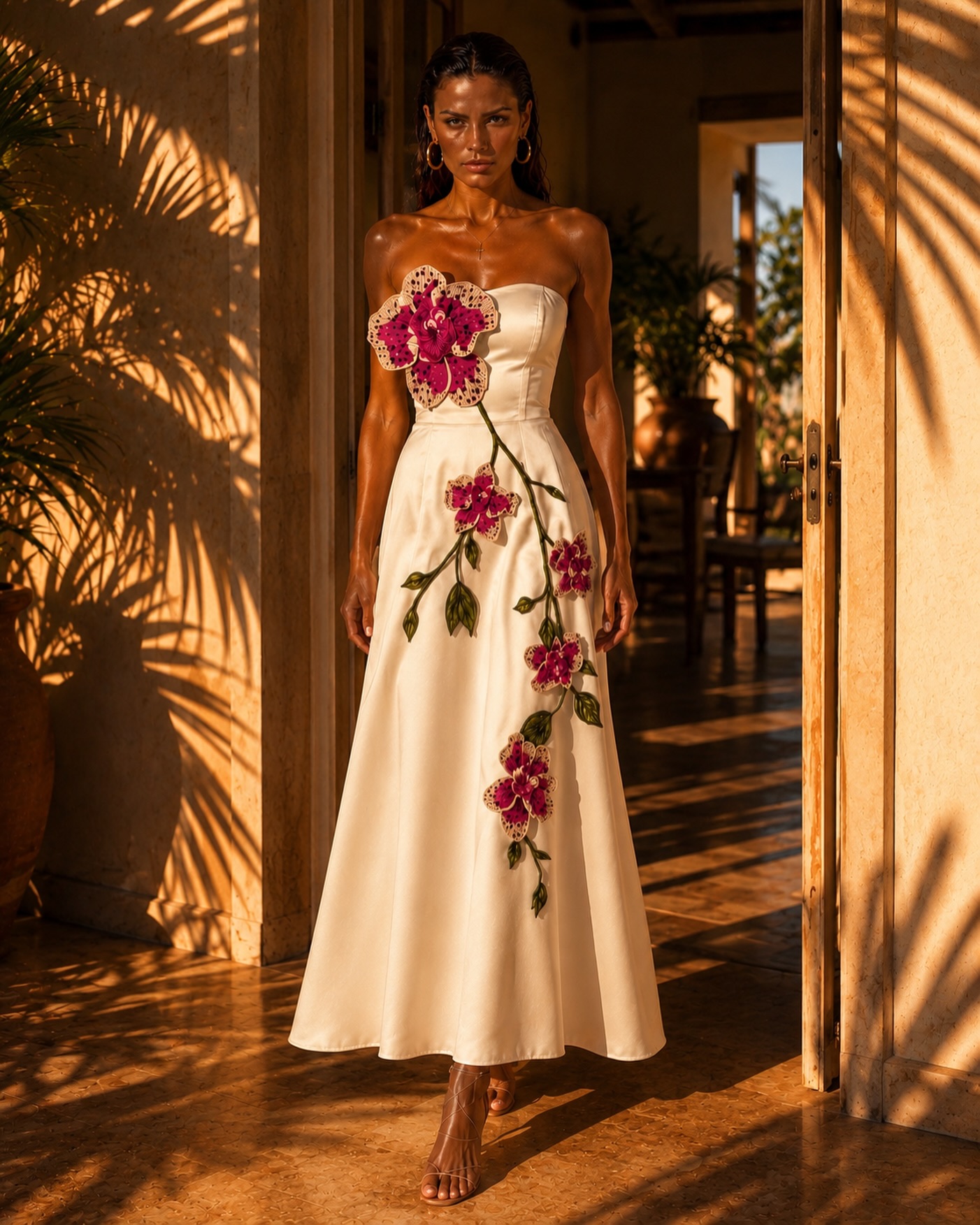 Zariah White Strapless Satin Dress