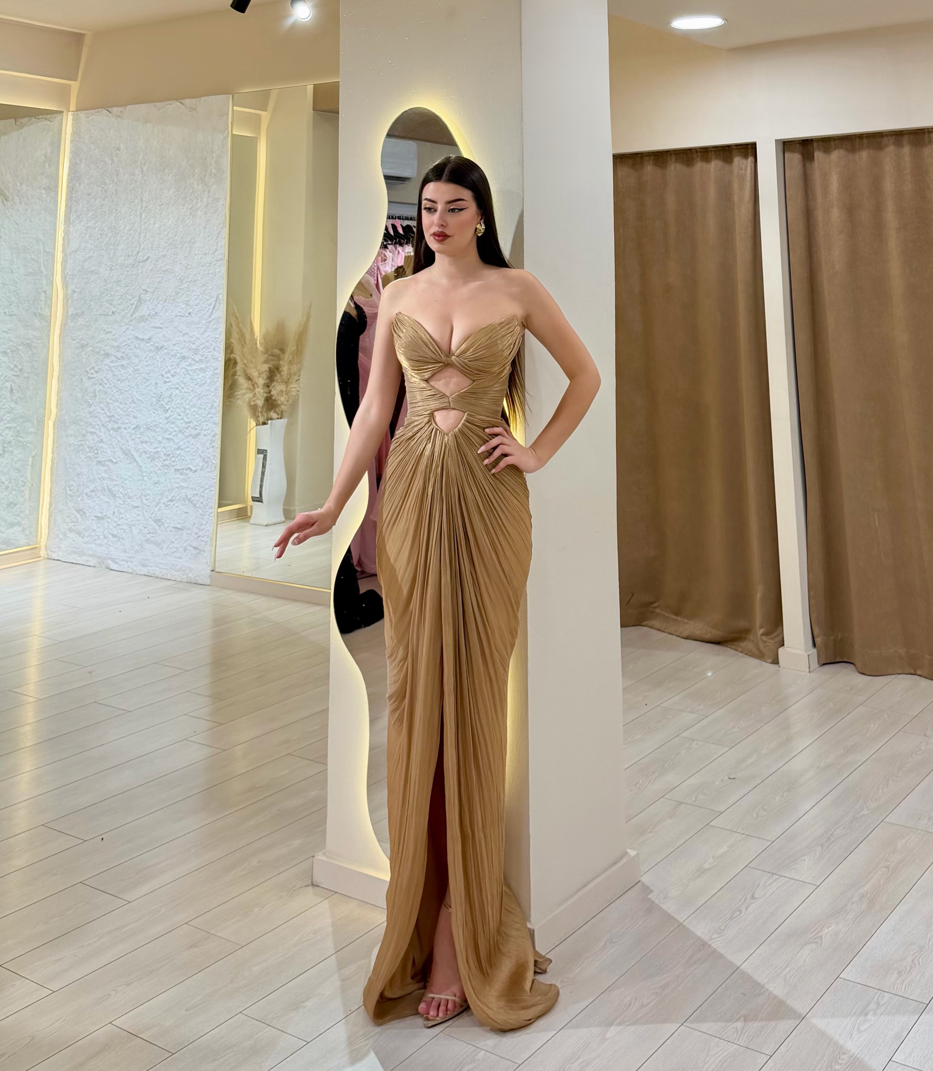 Alora Strapless Cutout Fishtail Maxi Dress