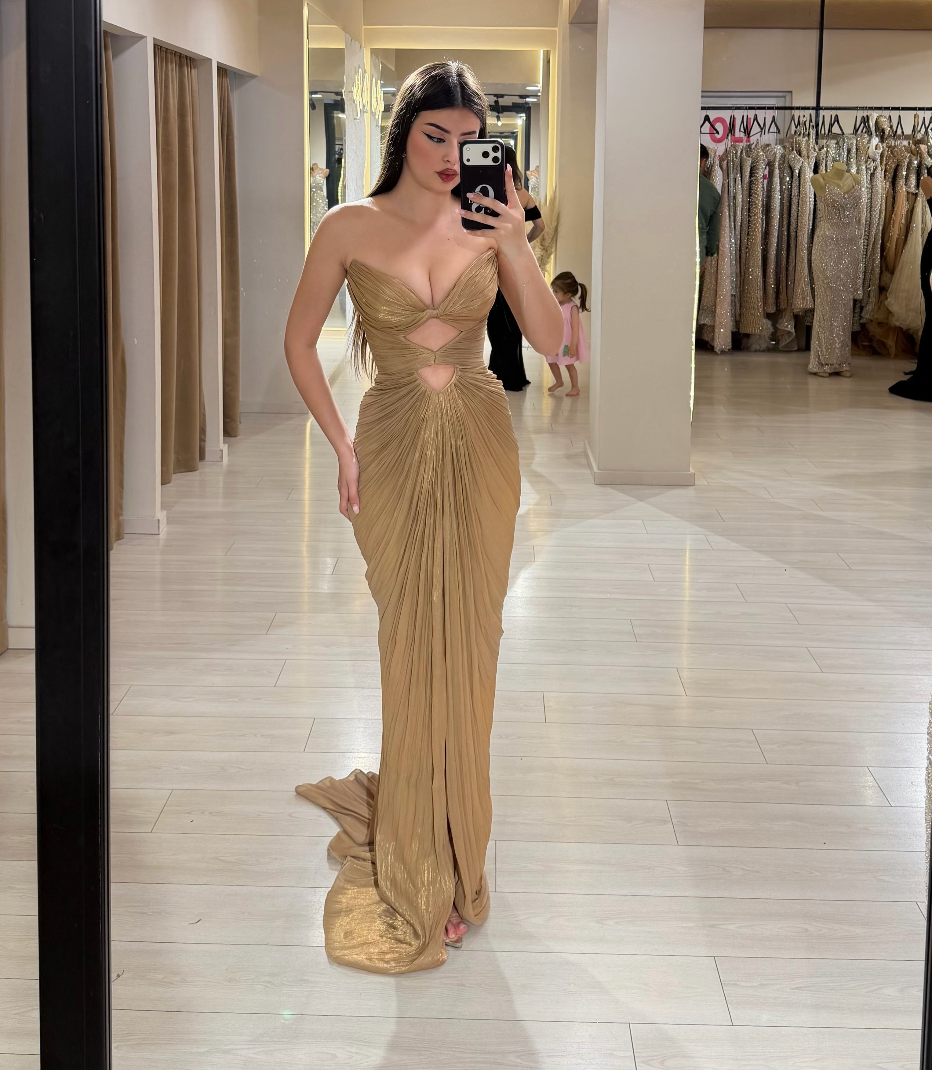 Alora Strapless Cutout Fishtail Maxi Dress